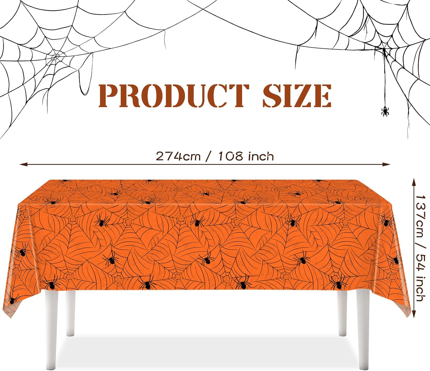 TREWAVE Paquete de 3 manteles rectangulares de tela de araña de Halloween, manteles de plástico de gran tamaño para decoración del hogar,