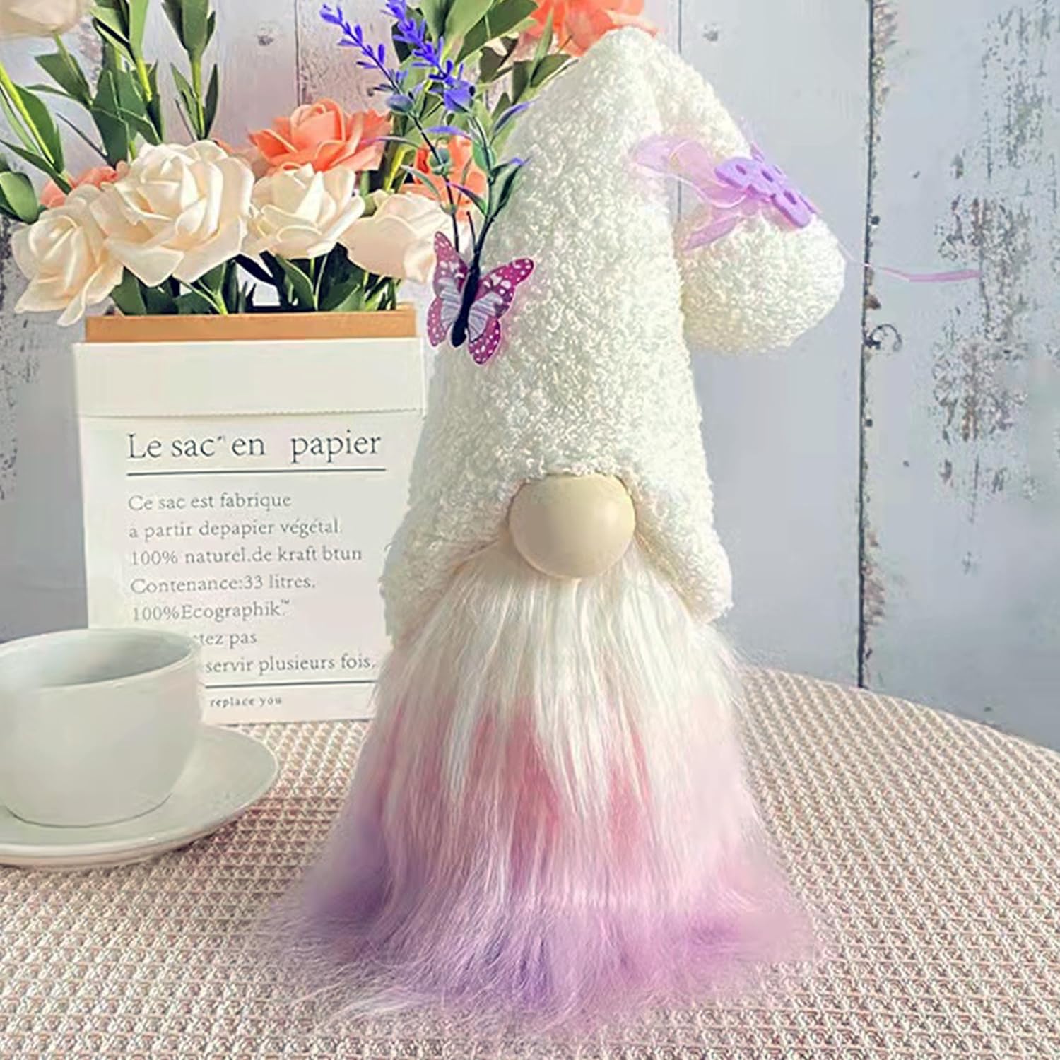 Decoración de gnomos de lavanda morada para el hogar, primavera, verano, gnomos, gnomos, bandeja escalonada, decoración para cocina, gnomos de
