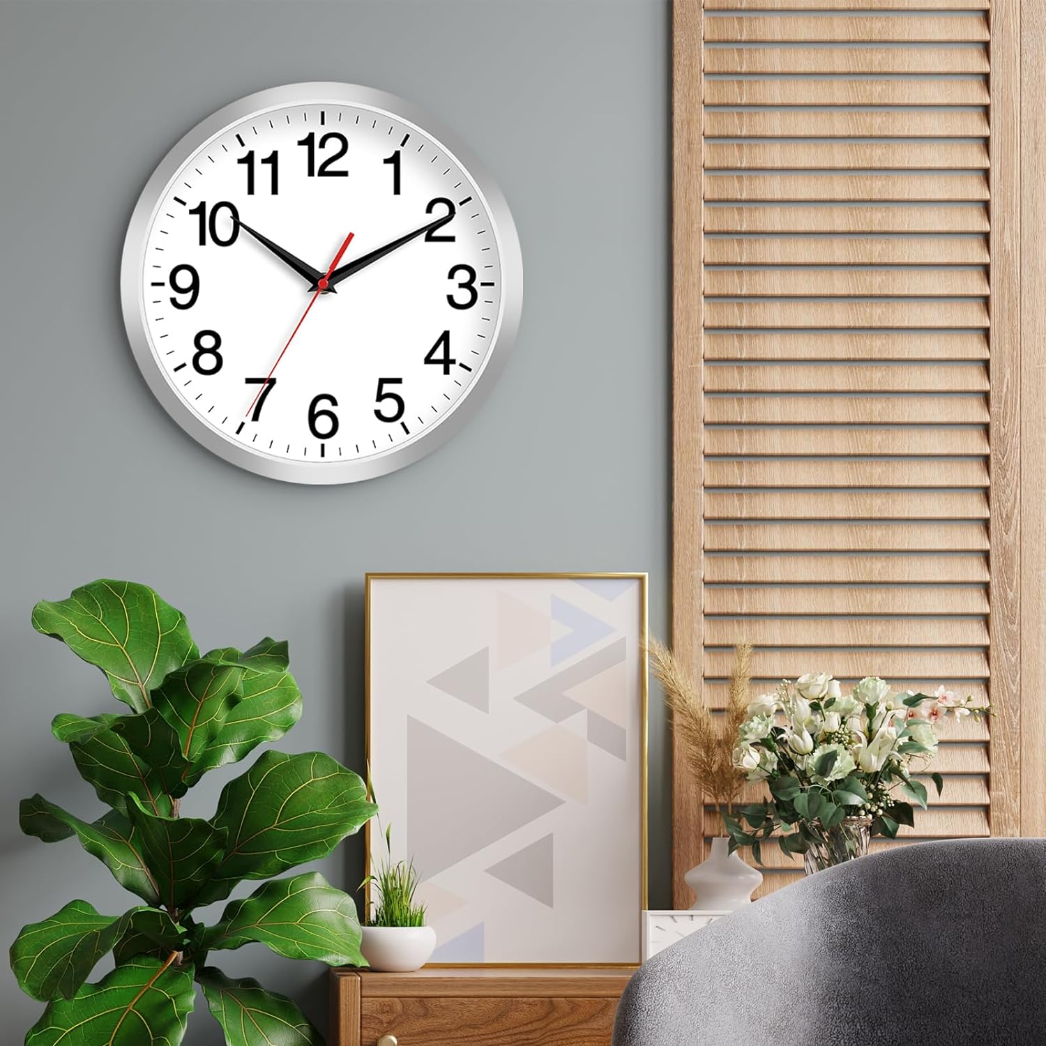 Reloj de pared de 12 pulgadas, moderno reloj de pared a pilas, reloj analógico silencioso sin tictac para dormitorio, cocina, baño, oficina, hogar,