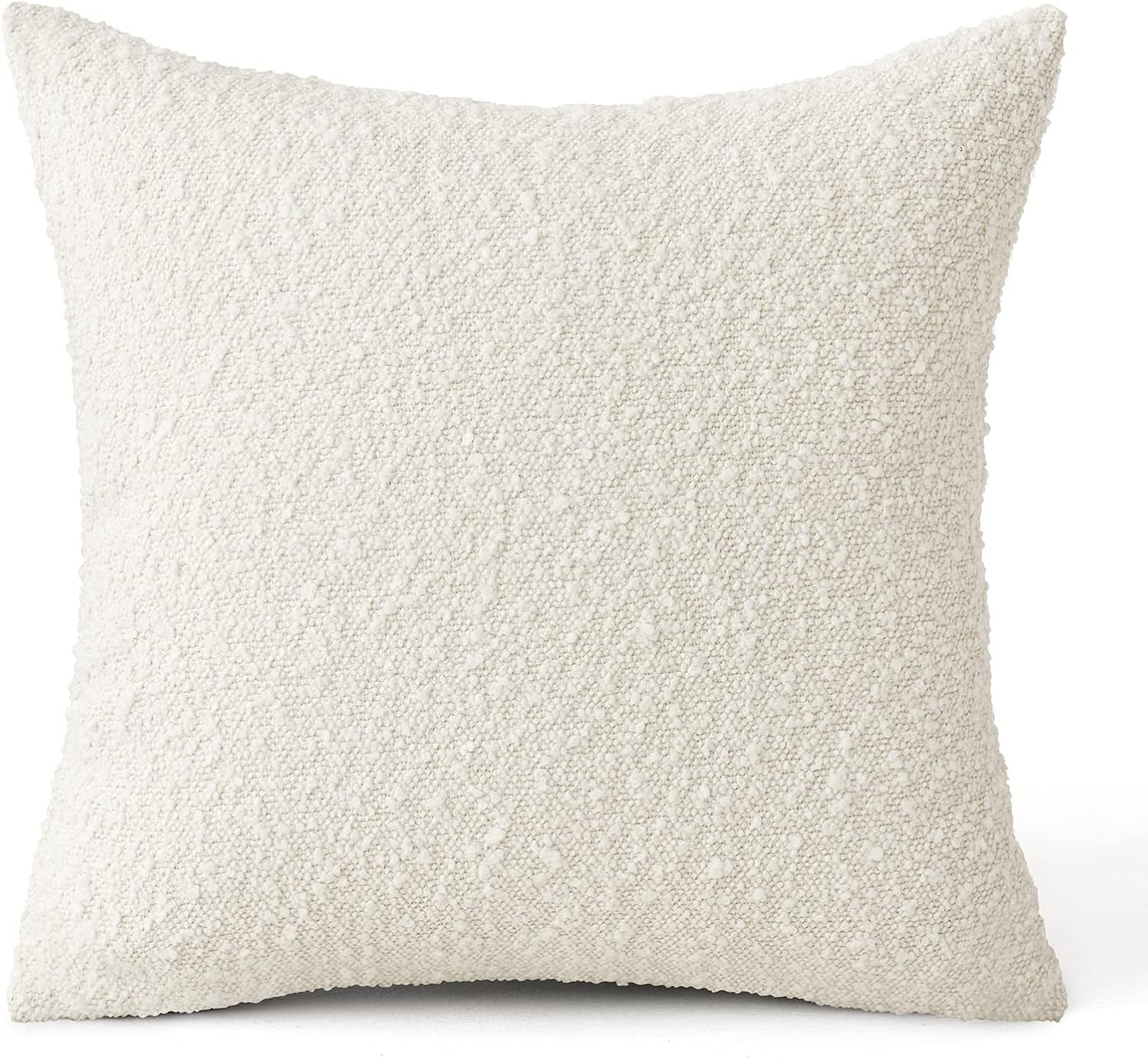 MIULEE Funda de almohada decorativa de 18 x 18 pulgadas, funda de almohada blanca pura con textura de boucle para sofá, sofá, decoración del hogar