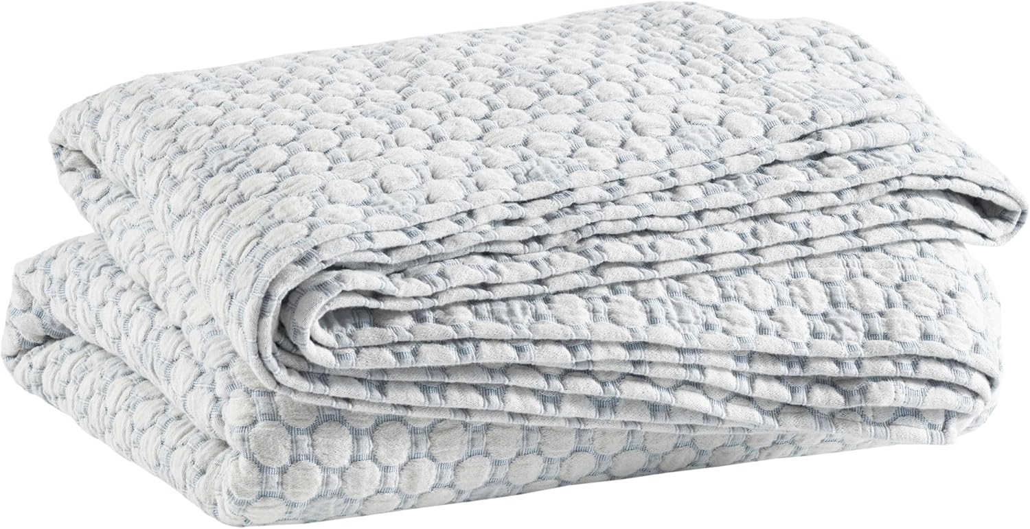 Lodi – Colcha de Matelasse azul, tamaño King, patrón sólido azul