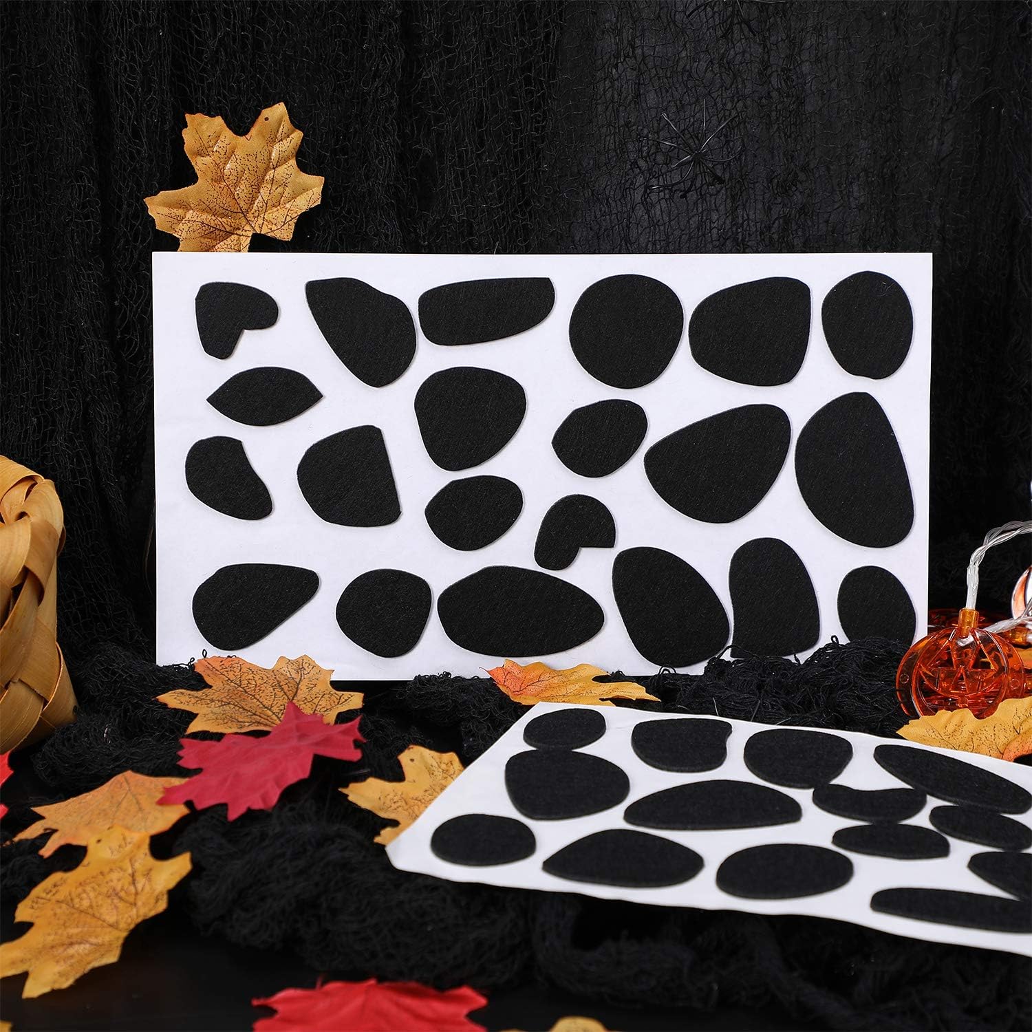 20 hojas de fieltro adhesivo negro círculos de fieltro para perro, almohadillas de fieltro de puntos de fieltro para fiesta de Halloween, dálmata