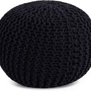 FRELISH DECOR – Puf redondo otomano tejido a mano, 100% algodón, puf de punto, silla de suelo para sala de estar, reposapiés de dormitorio para sofá FRELISH DECOR – Puf redondo otomano tejido a mano, 100% algodón, puf de punto, silla de suelo para sala de estar, reposapiés de dormitorio para sofá