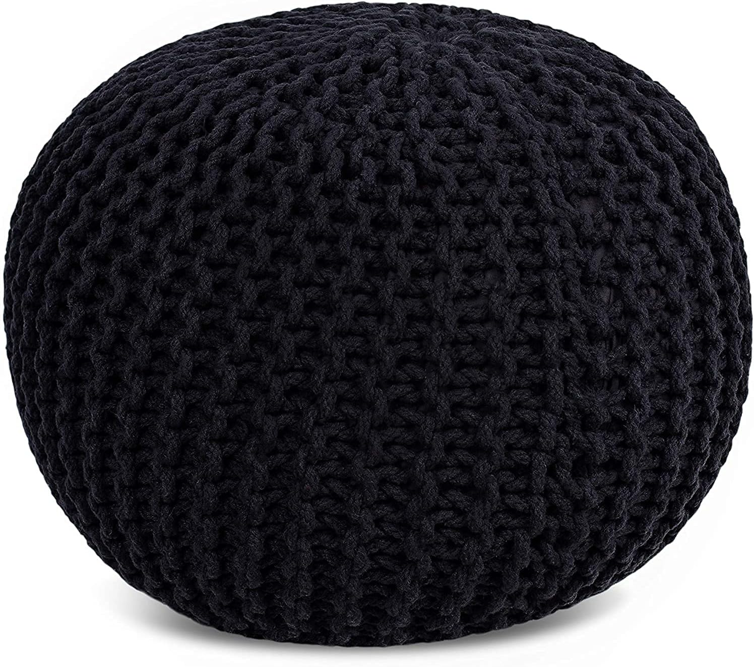 FRELISH DECOR – Puf redondo otomano tejido a mano, 100% algodón, puf de punto, silla de suelo para sala de estar, reposapiés de dormitorio para sofá