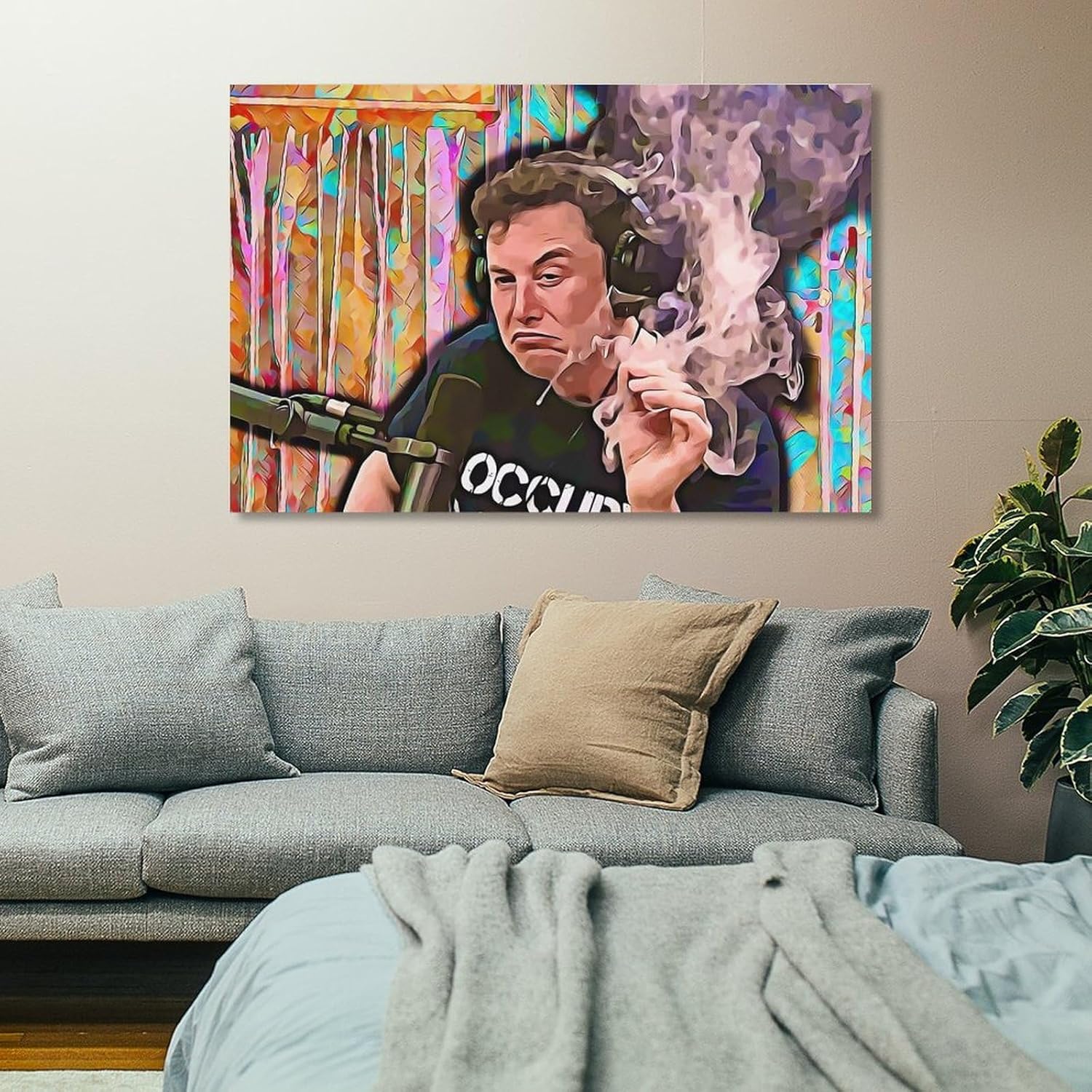 Elon Musk – Póster de fumar en alta definición sobre lienzo, pintura de pared, para decoración de sala de estar, regalo para niños, 12 x 18 pulgadas
