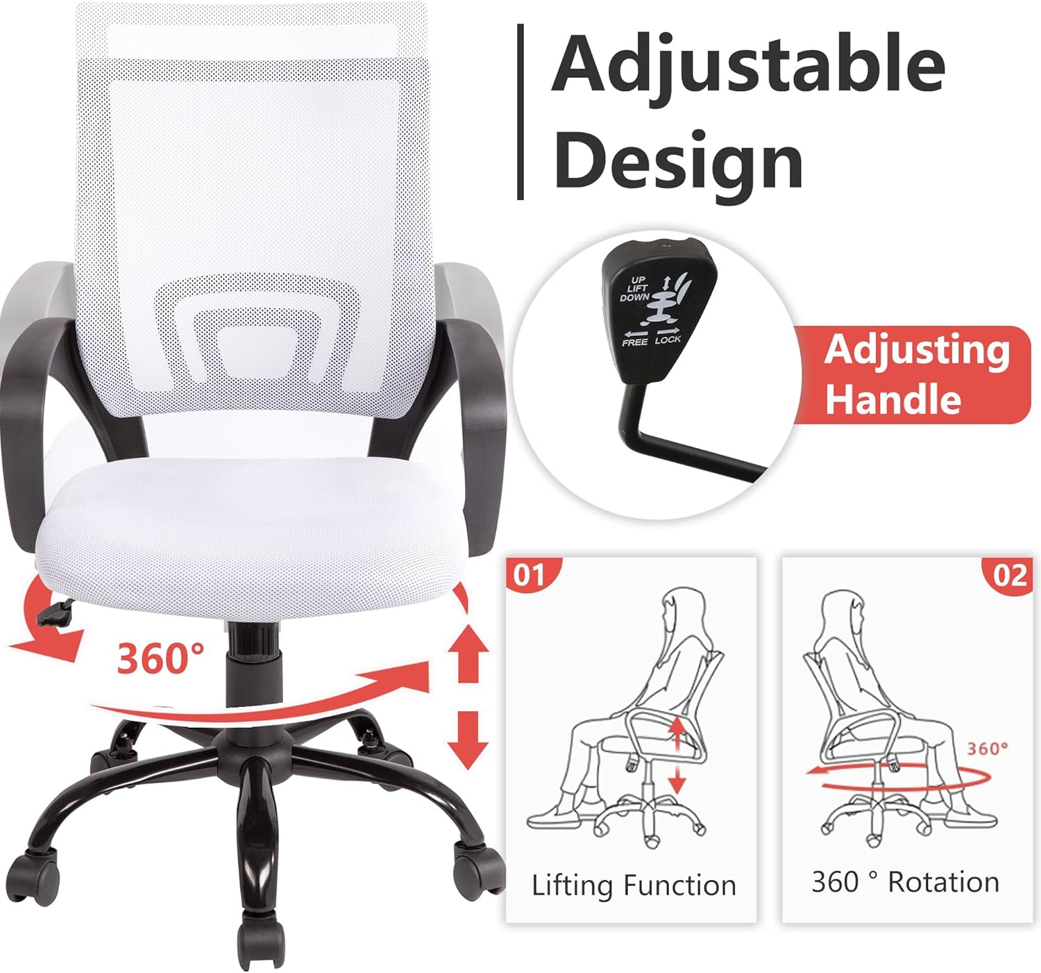 PayLessHere Silla de oficina, silla de computadora, ergonómica, silla de escritorio barata, ajustable, cómoda, con respaldo medio, silla giratoria