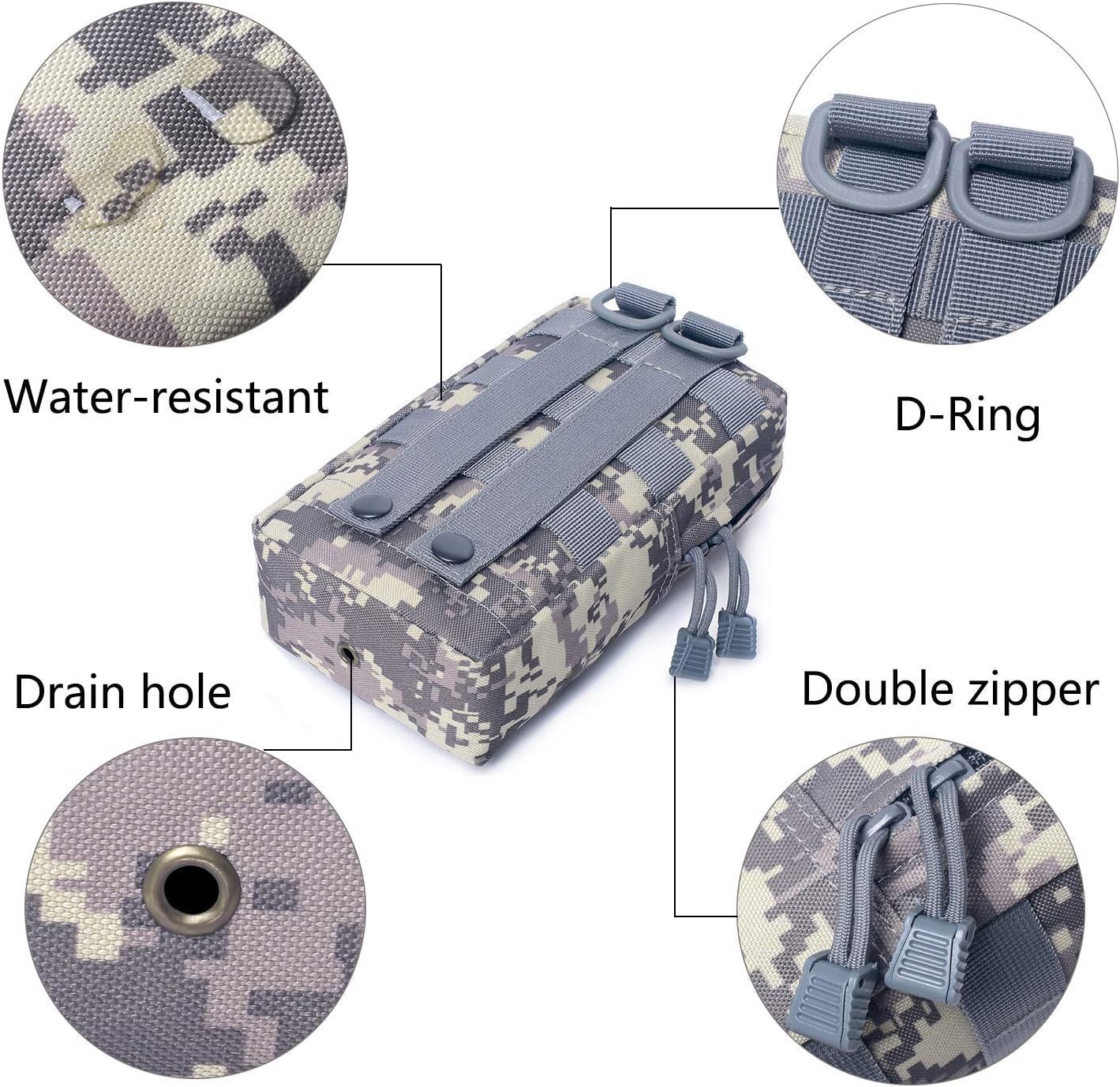 Tacticool Paquete de 2 bolsas Molle – Bolsa táctica compacta resistente al agua EDC