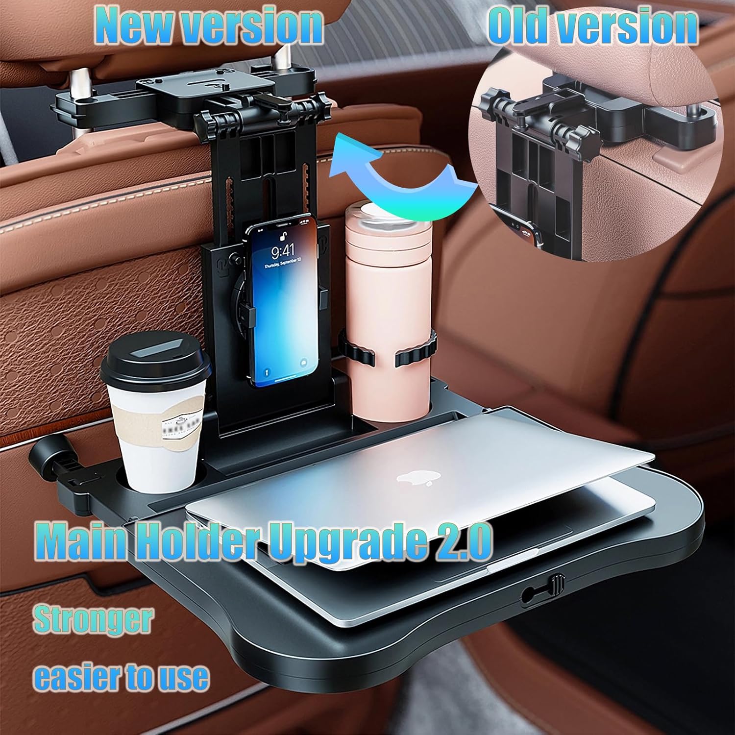Mesa de bandeja para asiento trasero de automóvil, bandeja plegable para el asiento trasero del automóvil, escritorio para computadora portátil para