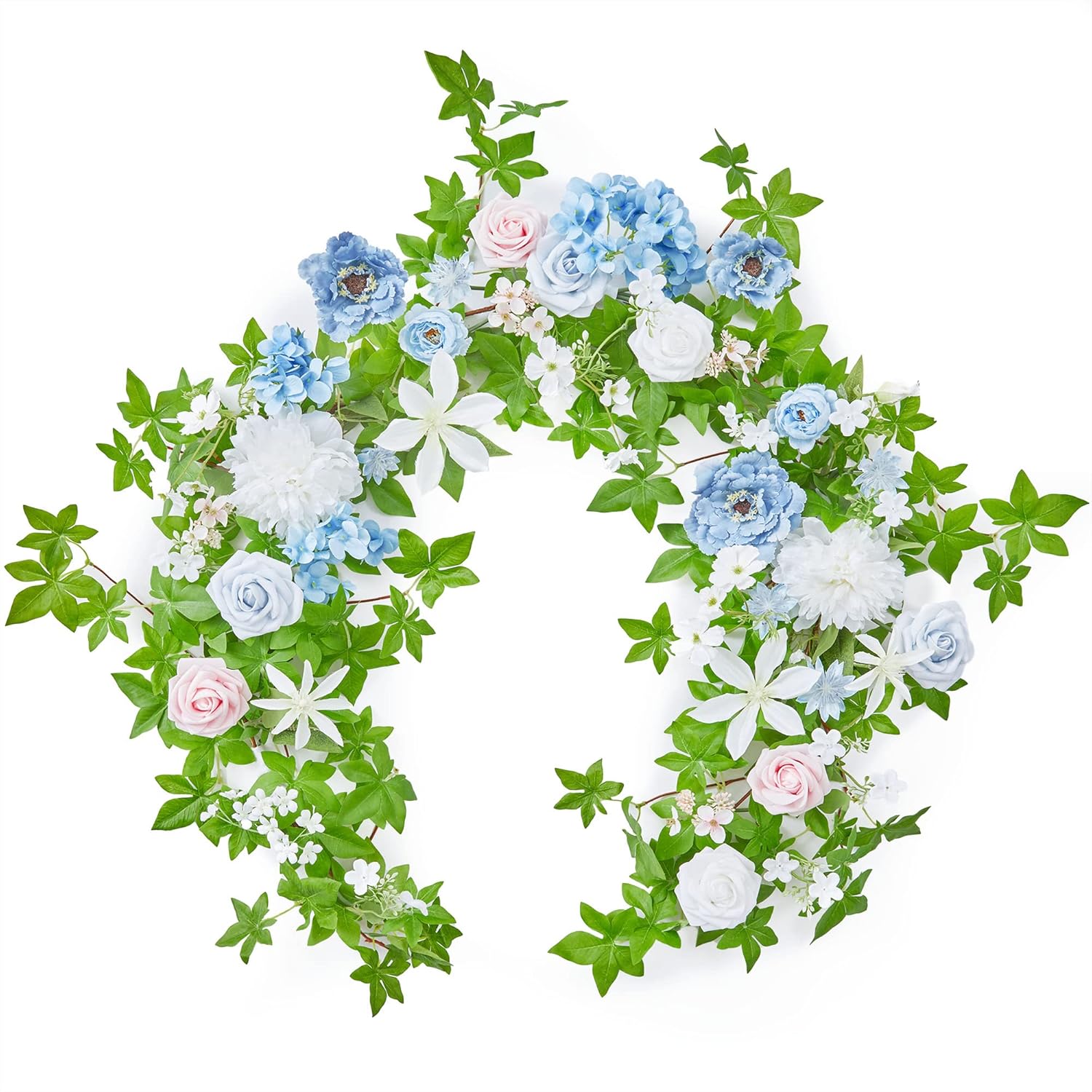 TINGE TIME Guirnalda de flores de 6 pies, guirnaldas para decoración con flores con tarjeta perfumada, ambientador, rosas artificiales para boda,