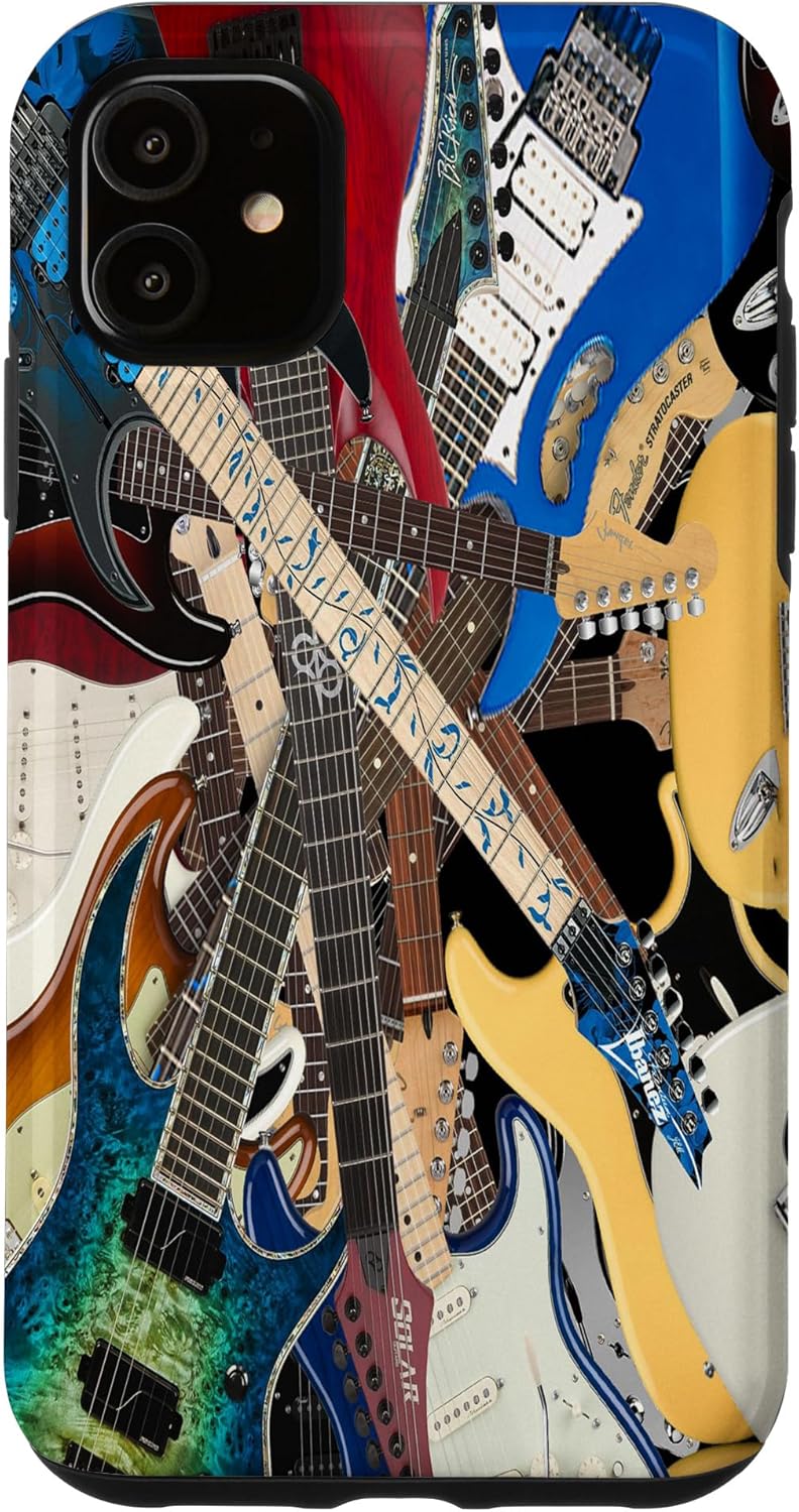 Funda para guitarra eléctrica para iPhone 11 con diseño de bajo