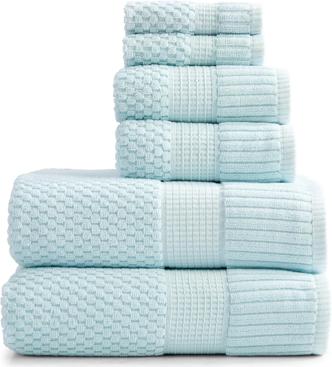 NY Loft Juego de 6 toallas 100% algodón, supersuaves y absorbentes, de secado rápido, 2 toallas de baño, 2 toallas de mano y 2 paños para la cara,
