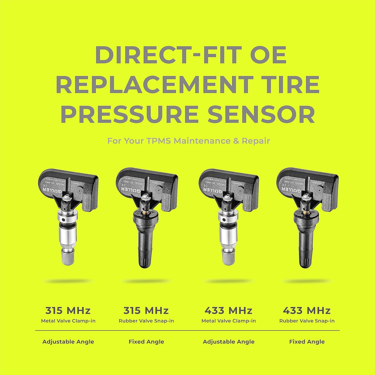 GULLER TPMS – Sensor de presión de neumáticos de 433 MHz, preprogramado para ciertos modelos de vehículos Mercedes-Benz o Dodge  Reemplazo para
