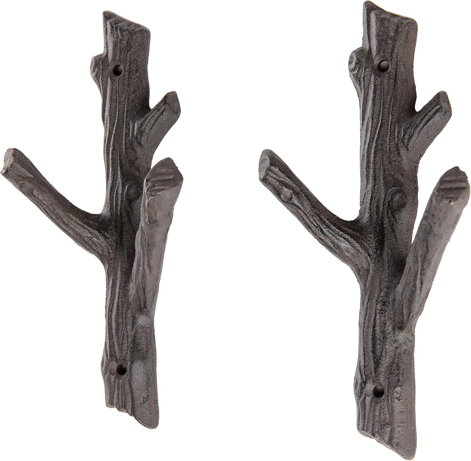 Giftcraft Juego de 2 ganchos decorativos de rama de árbol, ganchos de pared de 3 ganchos, estante para toallas, chaquetas, sombreros, ganchos de