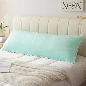 LIFEREVO Funda de almohada corporal de terciopelo con pompones, funda de almohada larga y mullida de 20 x 54 pulgadas, funda de almohada de LIFEREVO Funda de almohada corporal de terciopelo con pompones, funda de almohada larga y mullida de 20 x 54 pulgadas, funda de almohada de