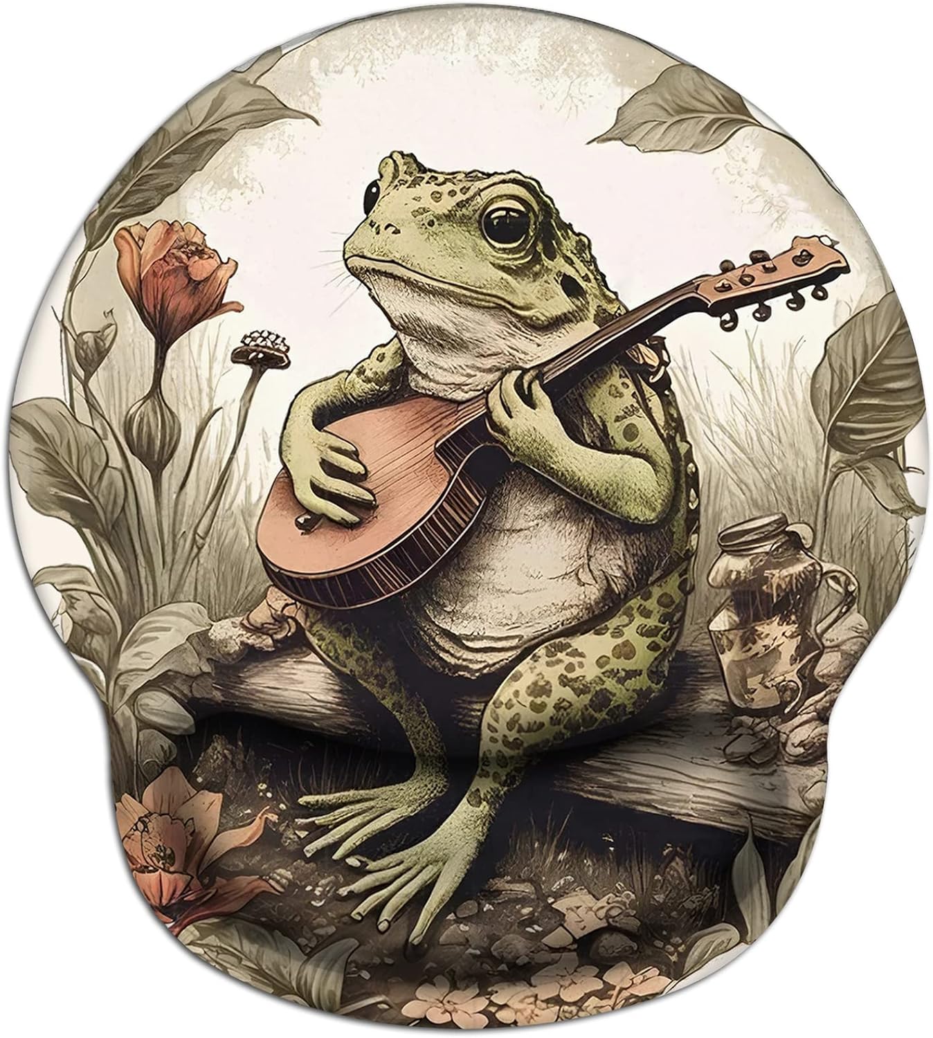 Hippie Frog – Alfombrilla de mouse con soporte de muñeca, alfombrilla ergonómica para mouse con base de goma antideslizante, alfombrilla de mouse