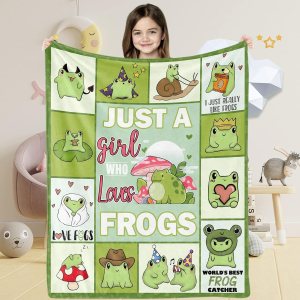 Just A Girl Who Loves Frogs Manta para niñas, suave y acogedora manta de franela esponjosa de rana verde, regalo para niños, 40 x 50 pulgadas, Just A Girl Who Loves Frogs Manta para niñas, suave y acogedora manta de franela esponjosa de rana verde, regalo para niños, 40 x 50 pulgadas,