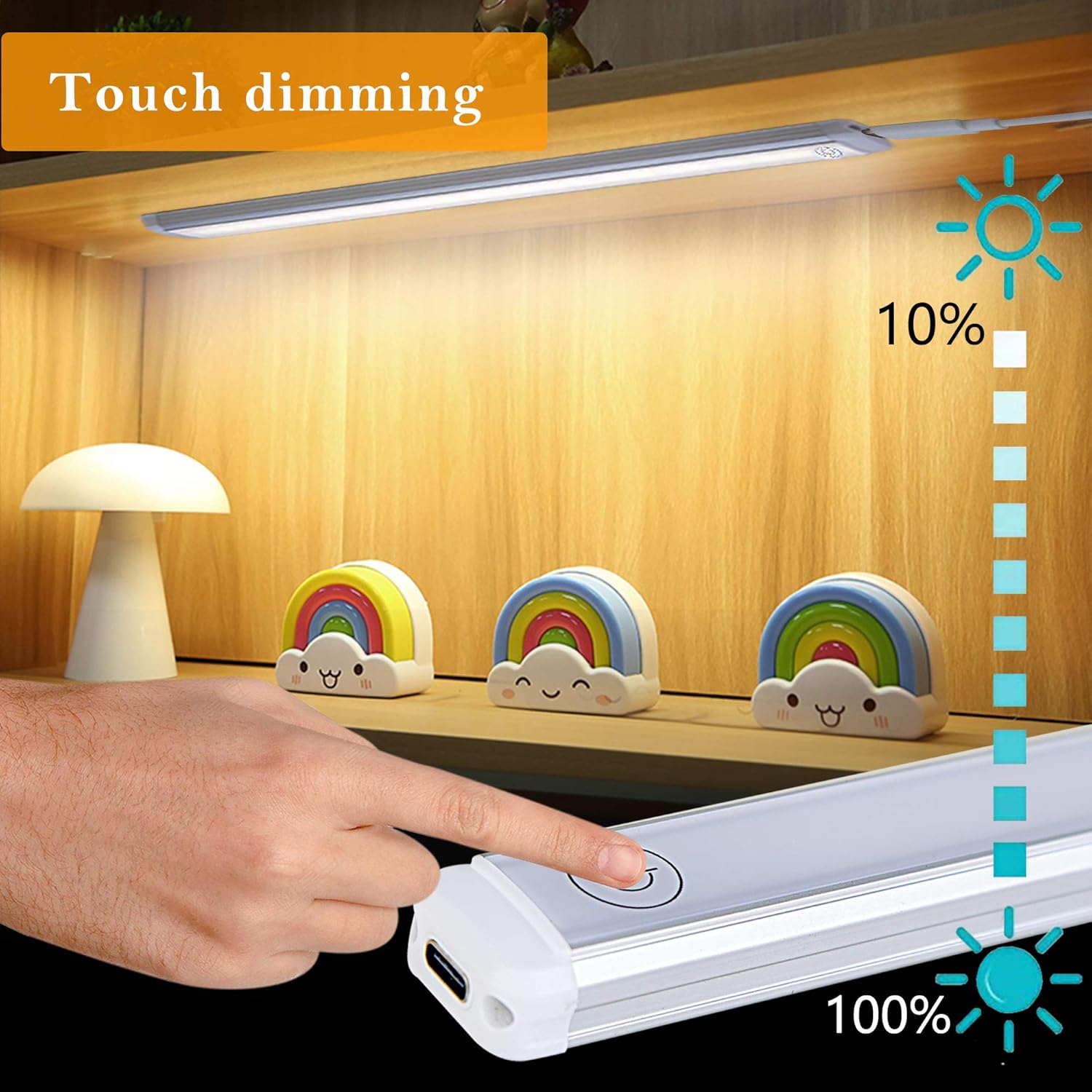 Jukomingda Touch – Kit de iluminación LED para debajo del gabinete, kit de iluminación regulable debajo del mostrador para encimera de cocina,