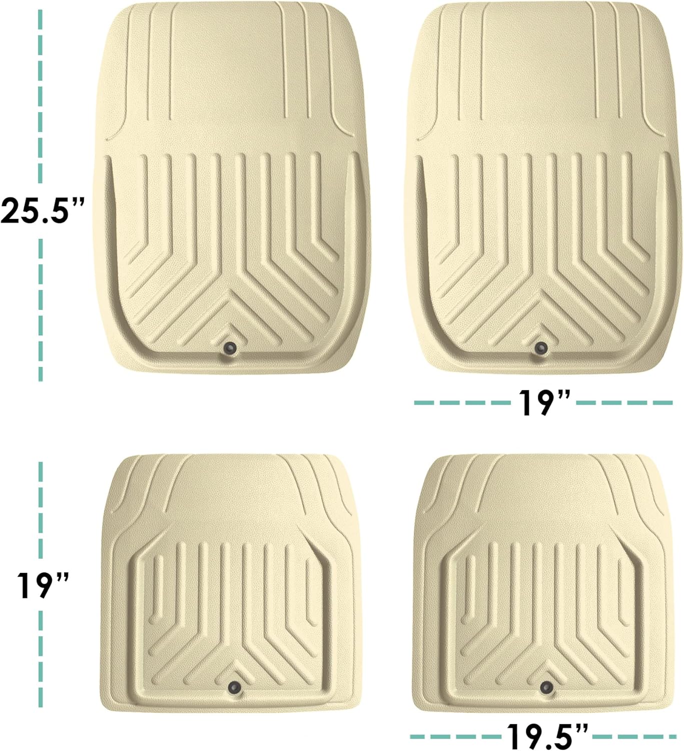 FH Group Alfombrillas de piel sintética para platos profundos, color beige, ajuste universal, juego de 4, tapetes de automóvil recortados para la