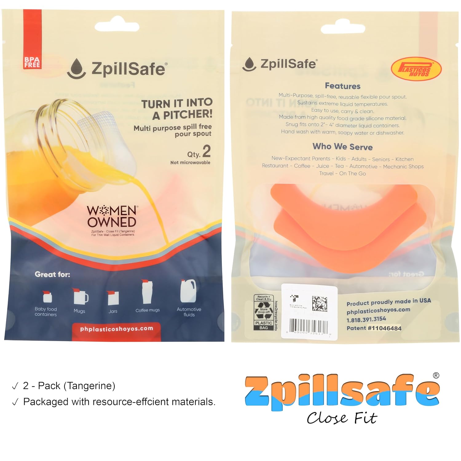 ZpillSafe Close Fit – Paquete de 2 embudos de pintura de cocina innovadores hechos de silicona para recipientes de líquidos de pared delgada de 2 a