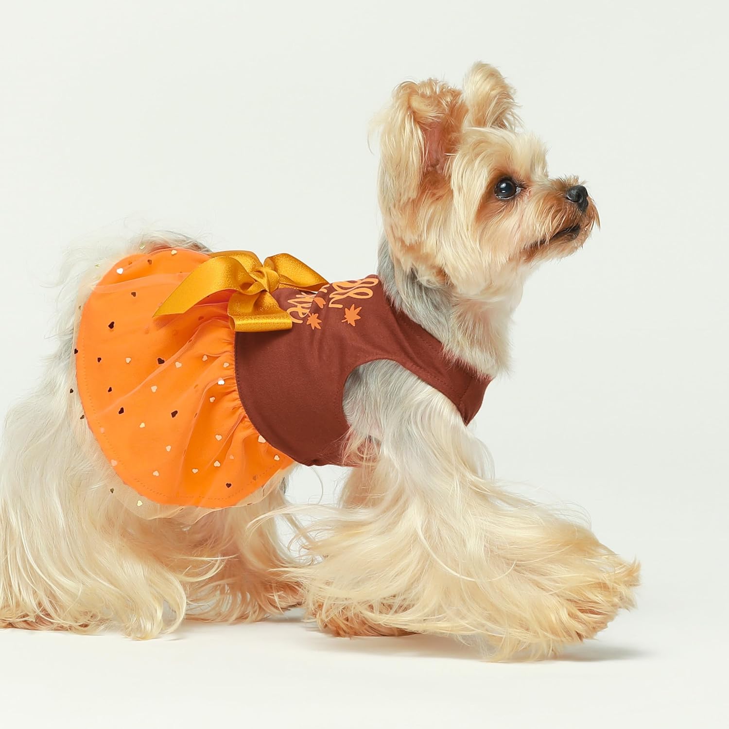 Fitwarm Vestido de perro de Acción de Gracias, ropa brillante para perros pequeños y niñas, vestido tutú para mascotas, traje de gato, marrón,