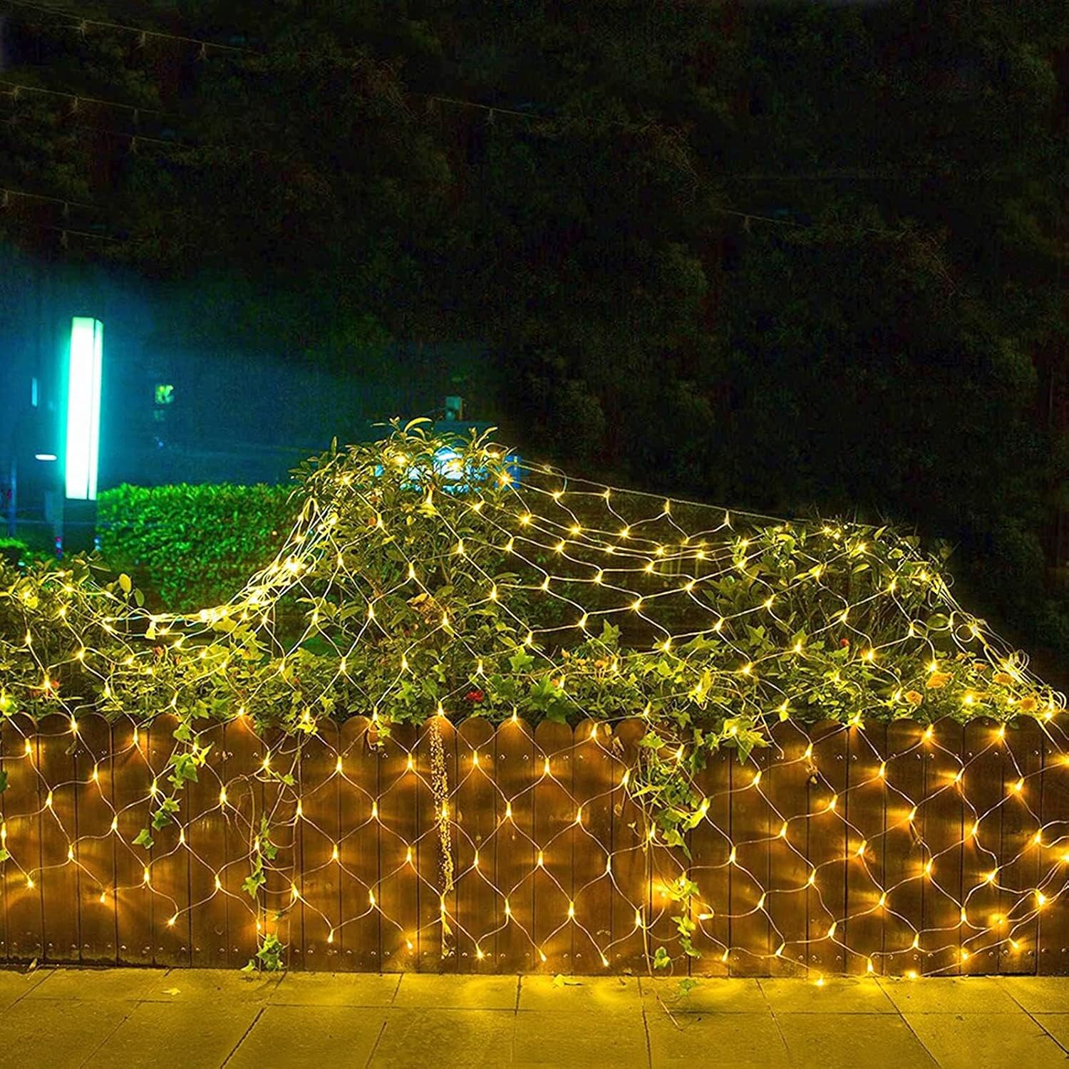Joomer 360 luces LED de red de Navidad de 12 x 5 pies, 8 modos de luces de malla conectables, temporizador, impermeable para árboles de Navidad,