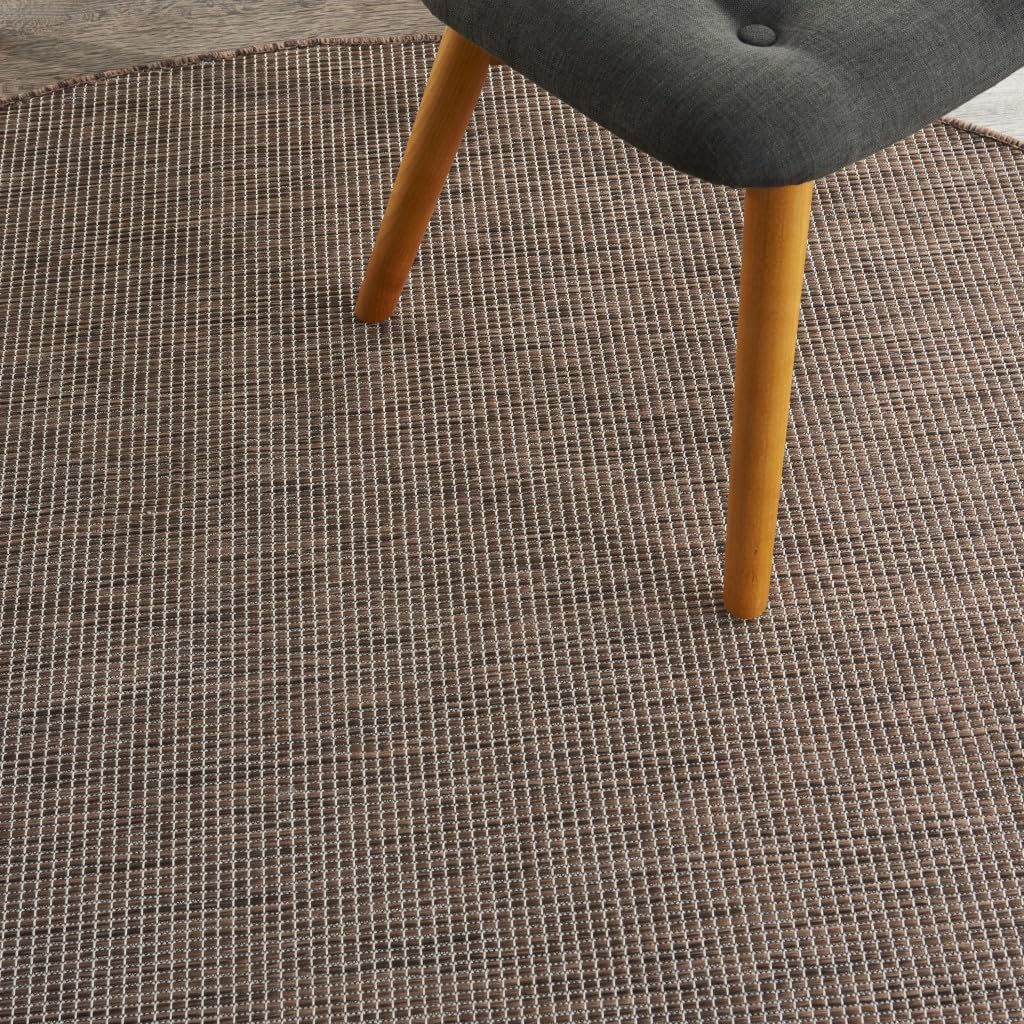 HomeRoots Alfombra redonda de telar eléctrico marrón de 6 pies