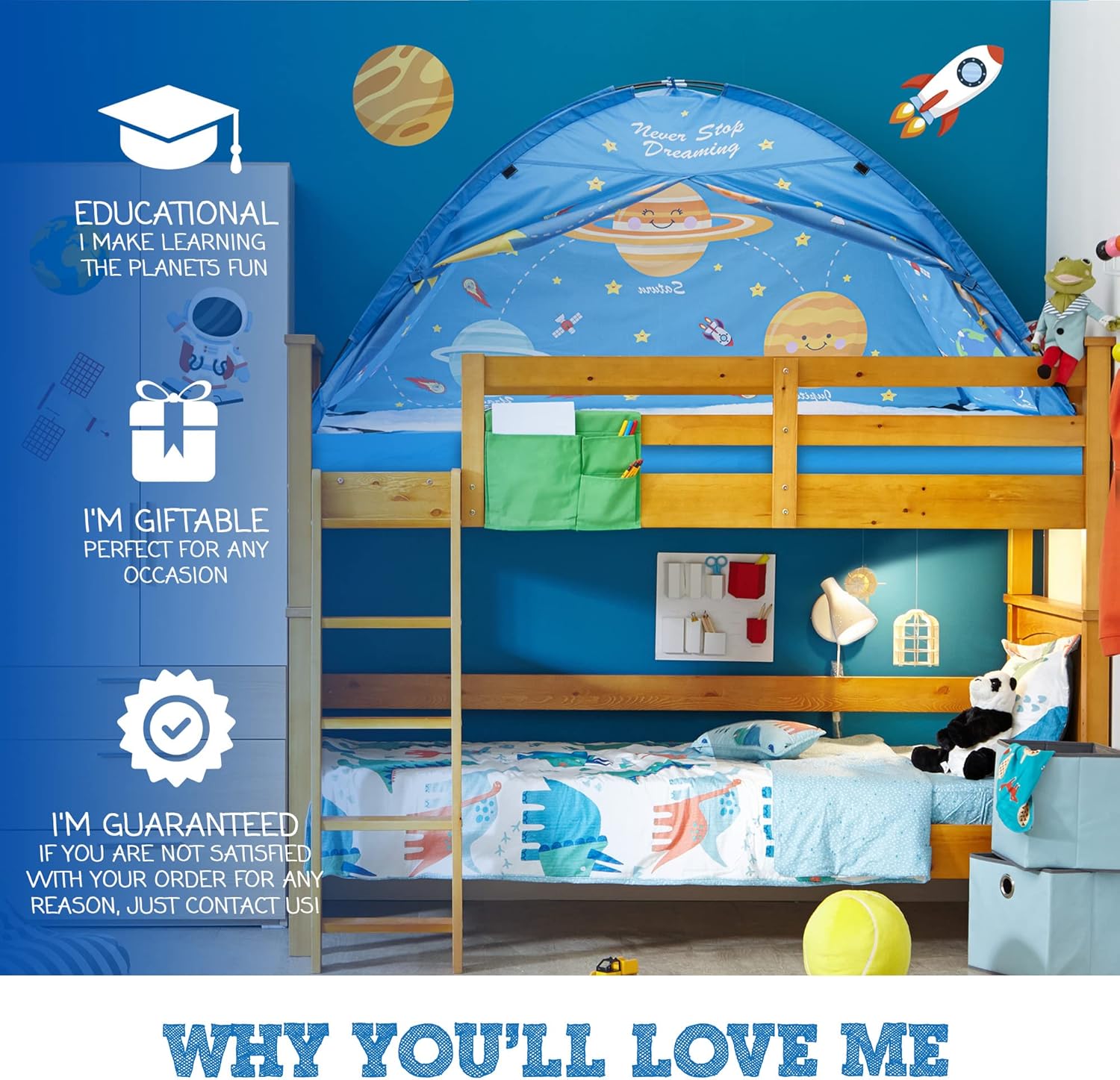 Tienda de campaña para niños, tienda de campaña de cama de tamaño individual para niñas, tienda de campaña de cama individual con sistema solar para