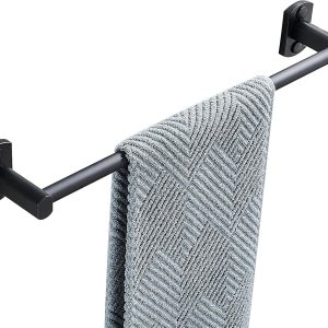 Toallero negro, toallero de mano para baño, colgador de toallas montado en la pared, soporte para toallas de baño de cocina, barra de toalla de Toallero negro, toallero de mano para baño, colgador de toallas montado en la pared, soporte para toallas de baño de cocina, barra de toalla de