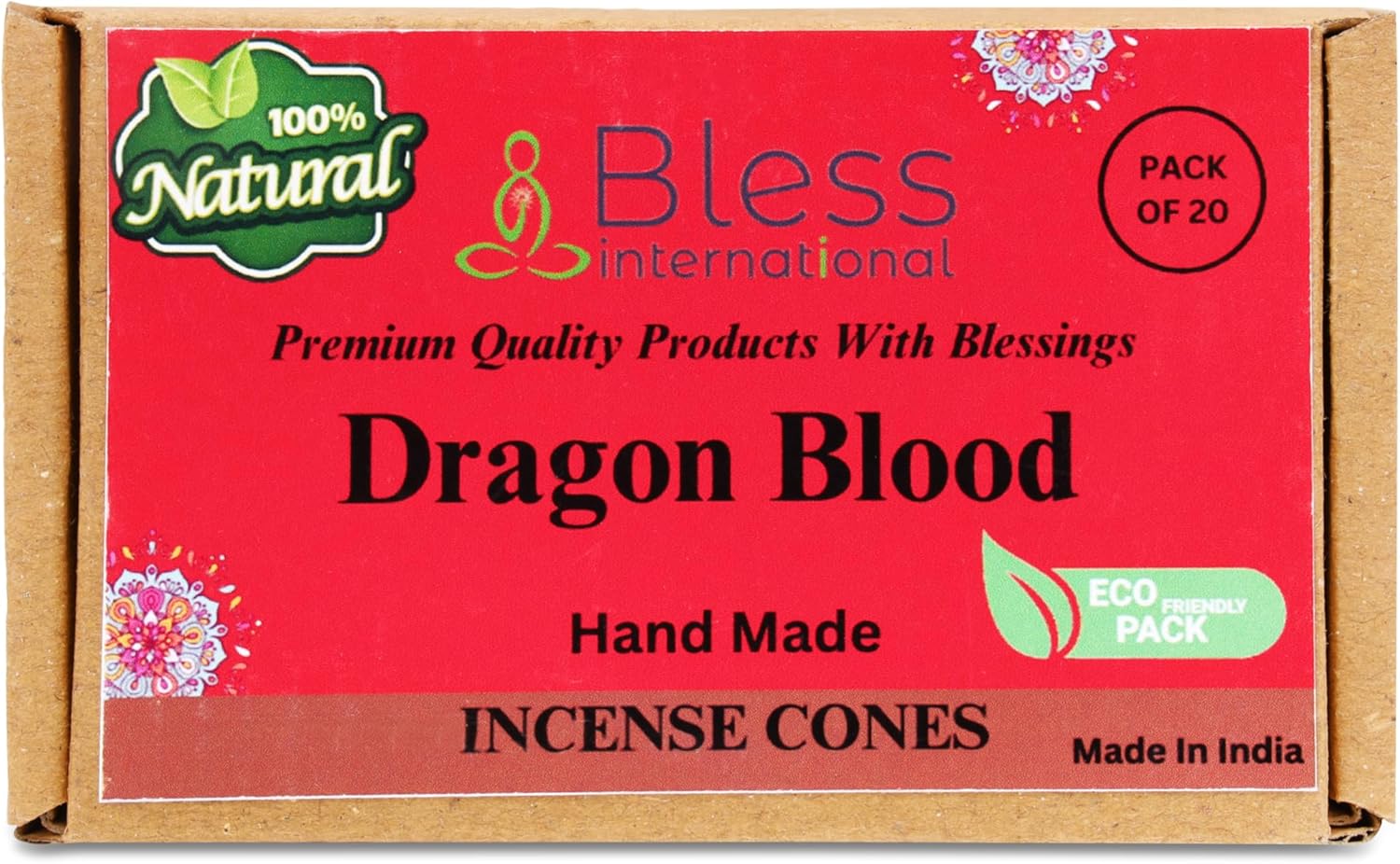 Bless-International – Sangre de dragón 100% natural, conos de incienso hechos a mano, sumergidos a mano, orgánicos, sin productos químicos para