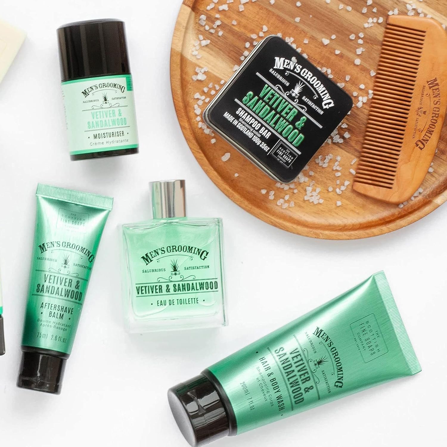 Jabones finos escoceses Vetiver y sándalo Set de jabón y cuenco de afeitar 3.53 oz