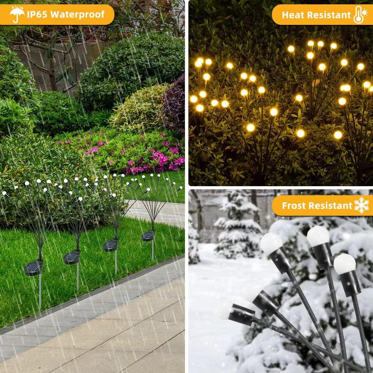 KYEKIO Paquete de 8 luces solares de luciérnaga para exteriores, luces solares para exteriores, impermeables, luces solares decorativas para patio,