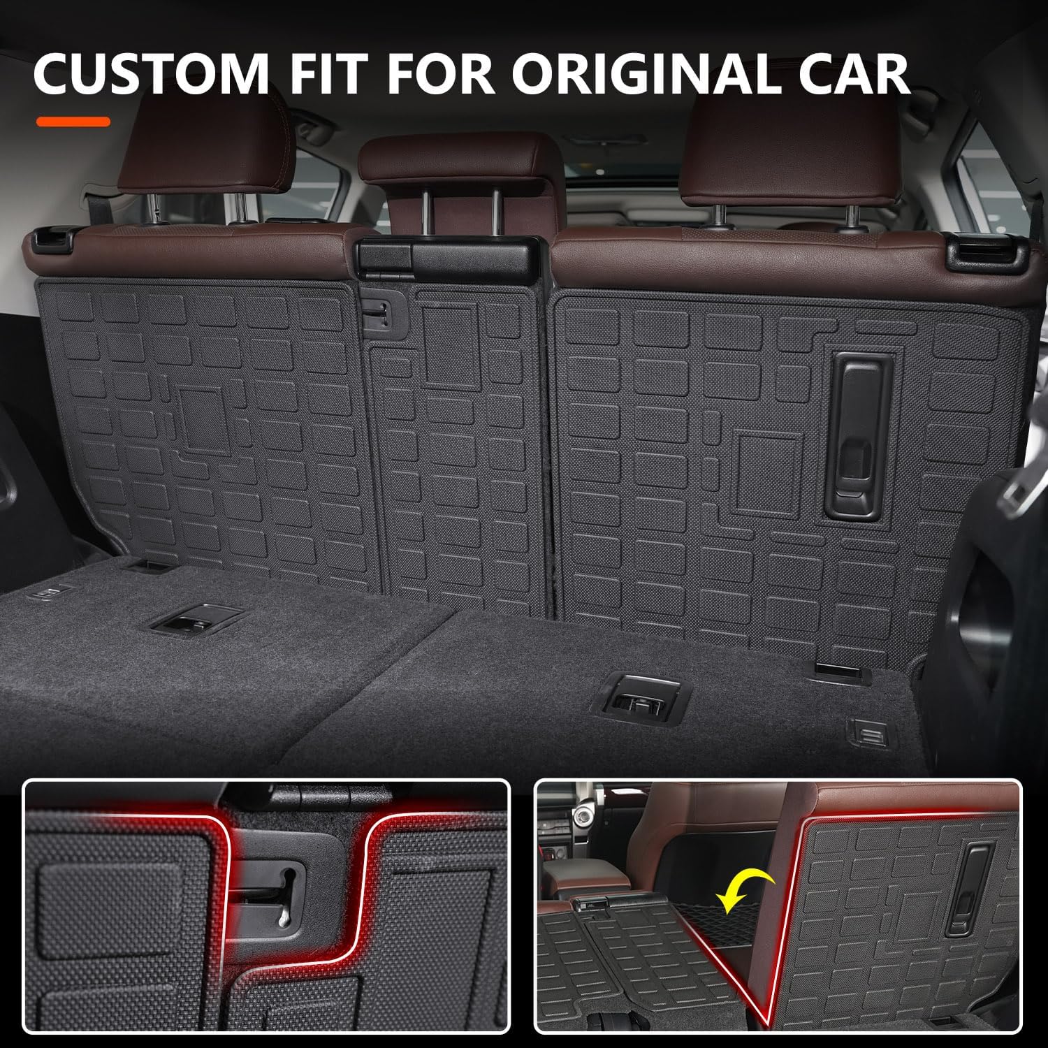 Xipoo Alfombrilla de respaldo compatible con Toyota 4Runner 2010-2024, protector de asiento trasero de 7 plazas, material TPE, repuesto para