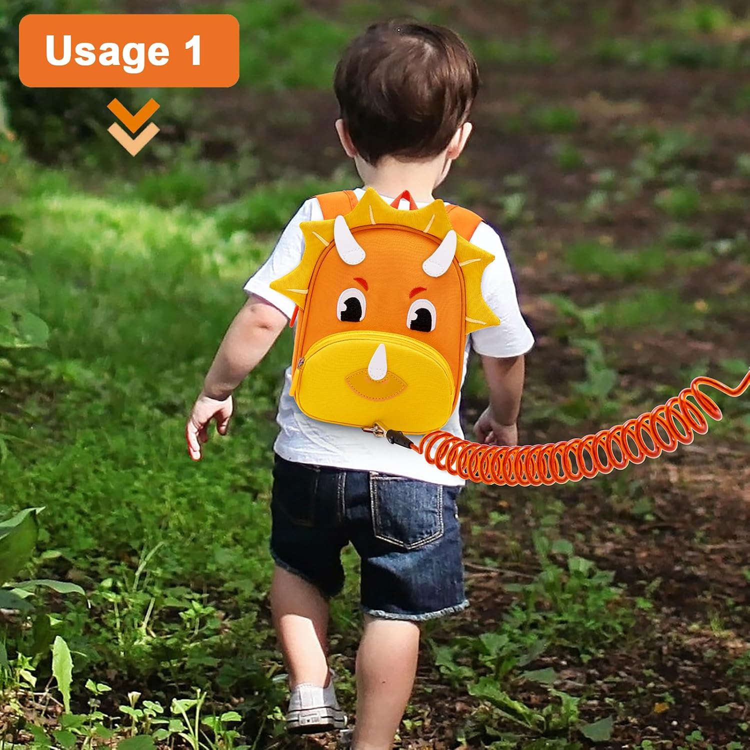 Accmor Arnés para niños y niñas, lindas mochilas de dinosaurio con eslabón de muñeca antipérdida, mochila infantil con correa para bebés niños y