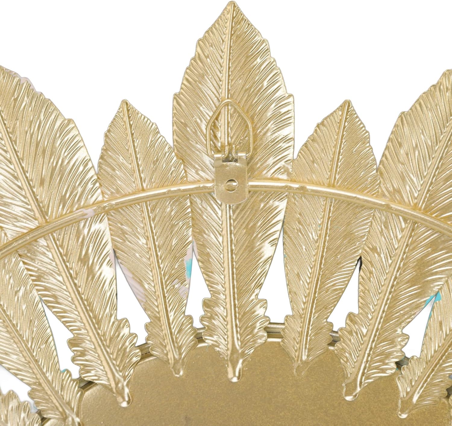 LSFYYDS Espejo colgante de plumas de metal, espejo decorativo de pared, escultura artística, espejo de tocador moderno para decoración de pared,