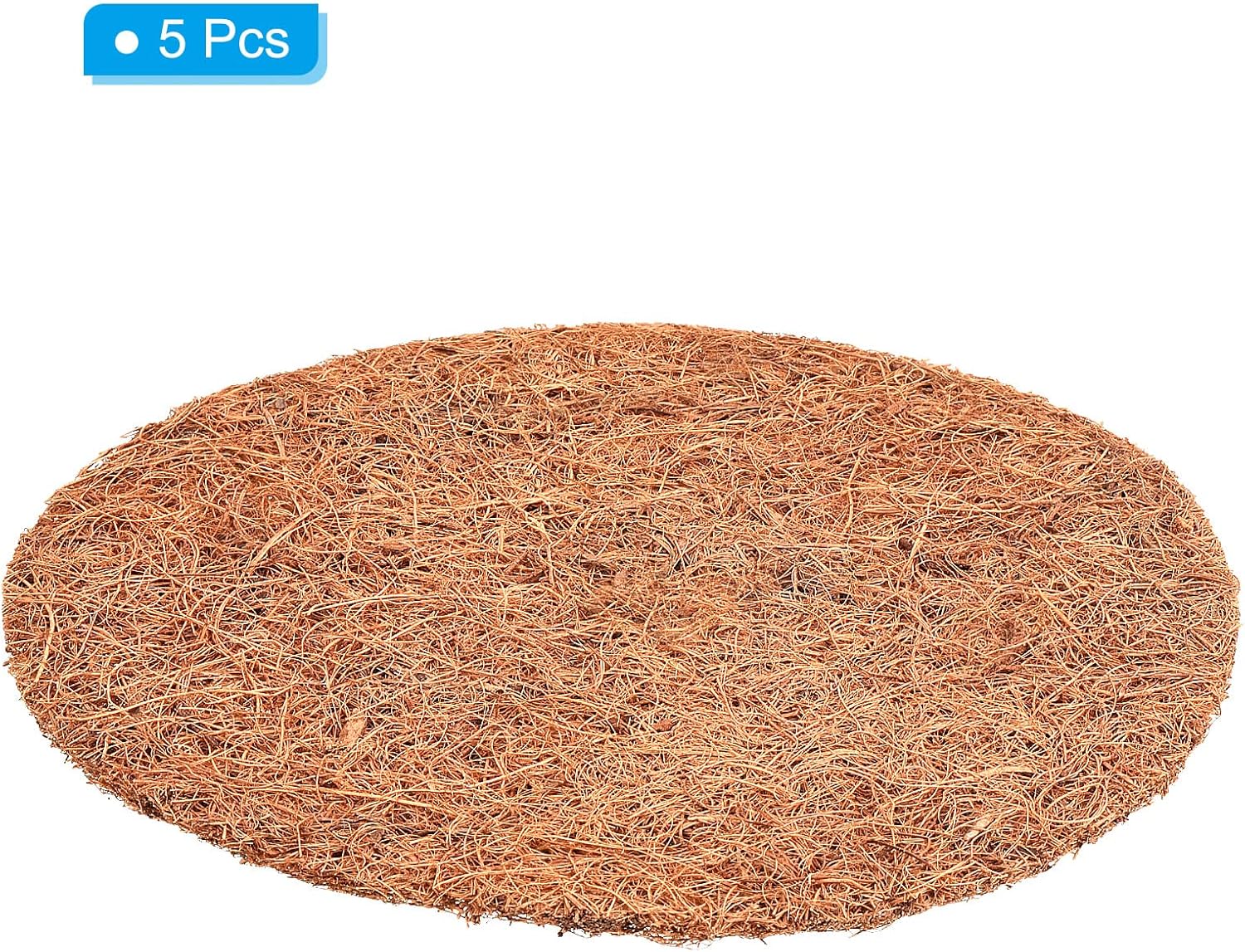 PATIKIL Tapete de fibra de coco de 8 pulgadas, paquete de 5 protectores redondos de fibra de coco para plantas en macetas de interior y exterior