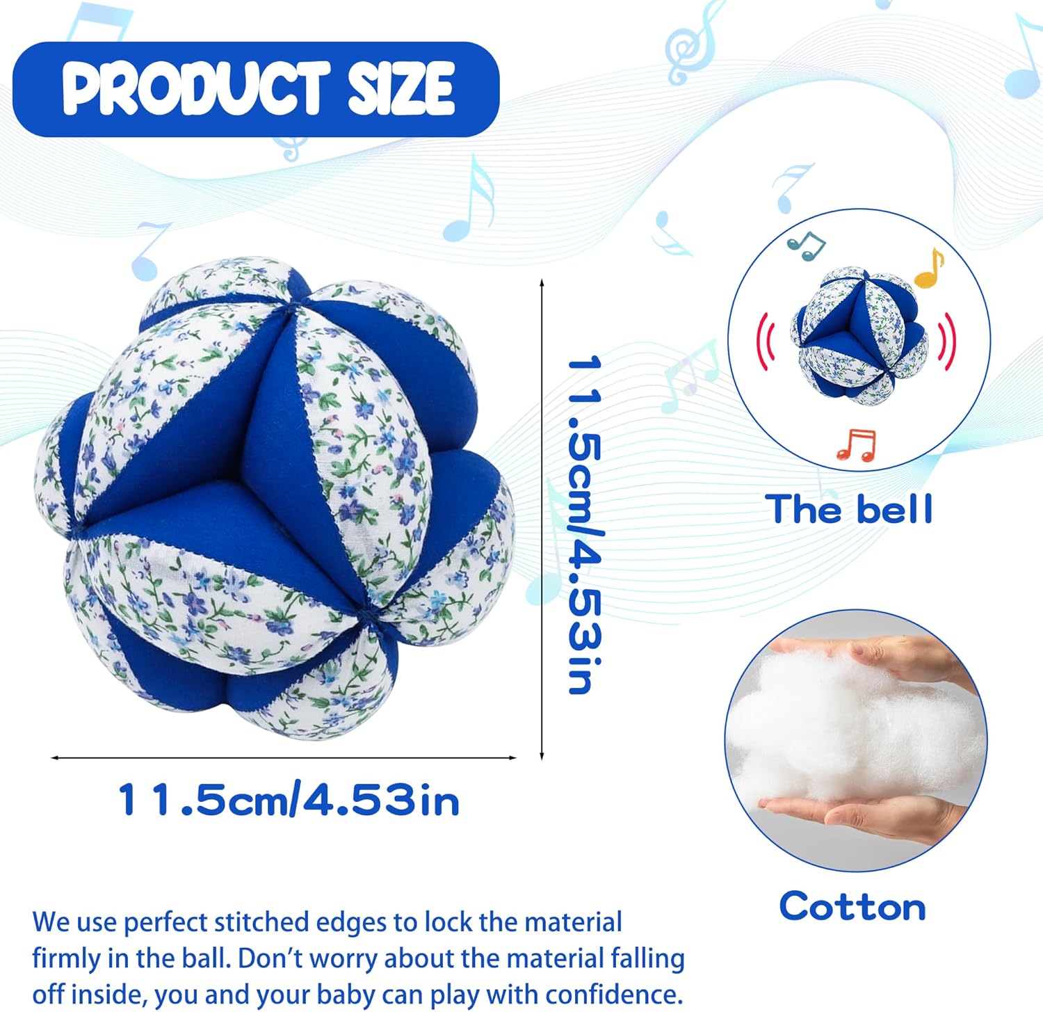 MEYOR Montessori – Bola de tela para bebés, bola de rompecabezas de algodón con sonajero, bola sensorial texturizada para bebés de 6 a 12 meses para