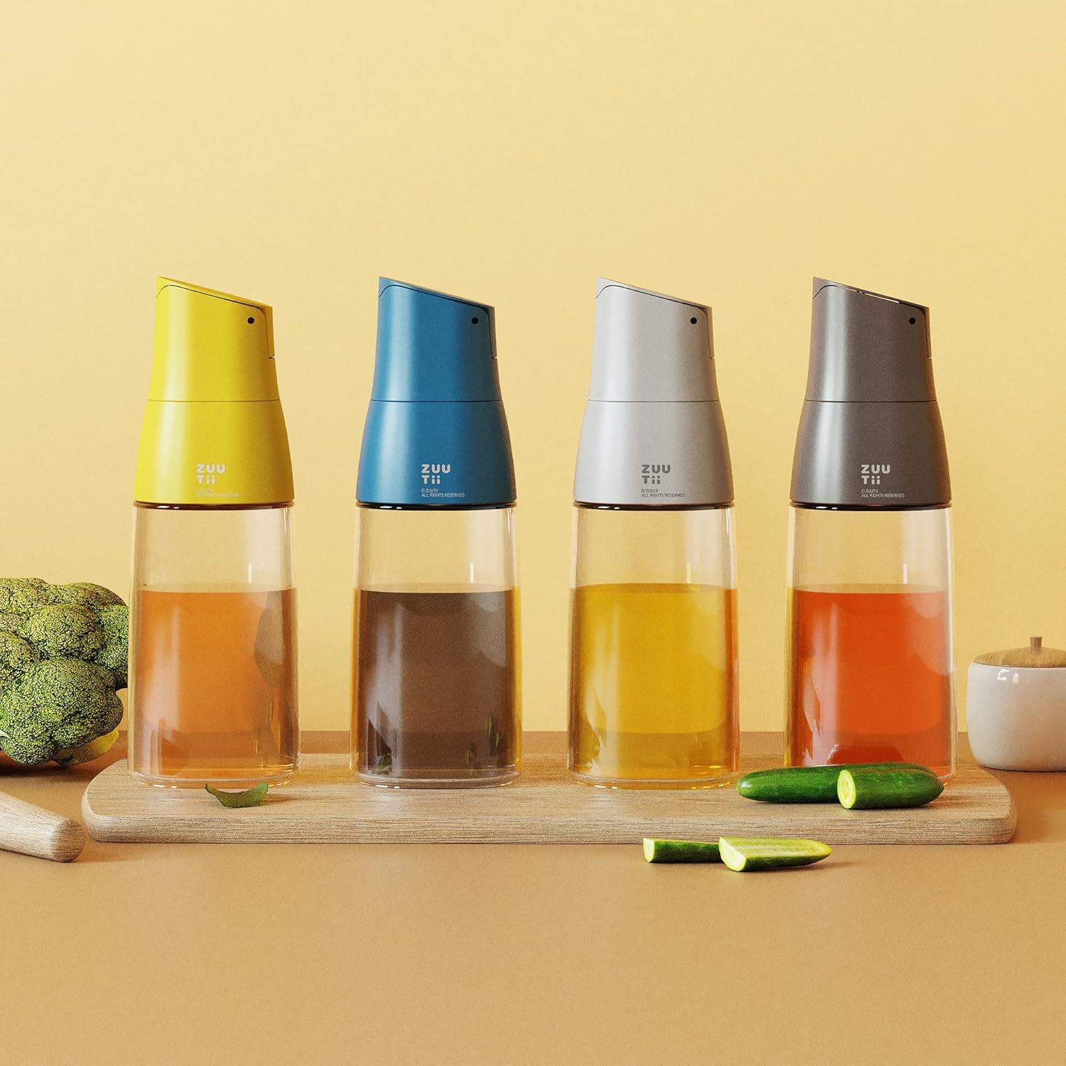 Zuutii Dispensador de aceite de oliva, botella dispensadora de aceite sin goteo para cocina, dispensador de aceite y vinagre, botella de aceite de