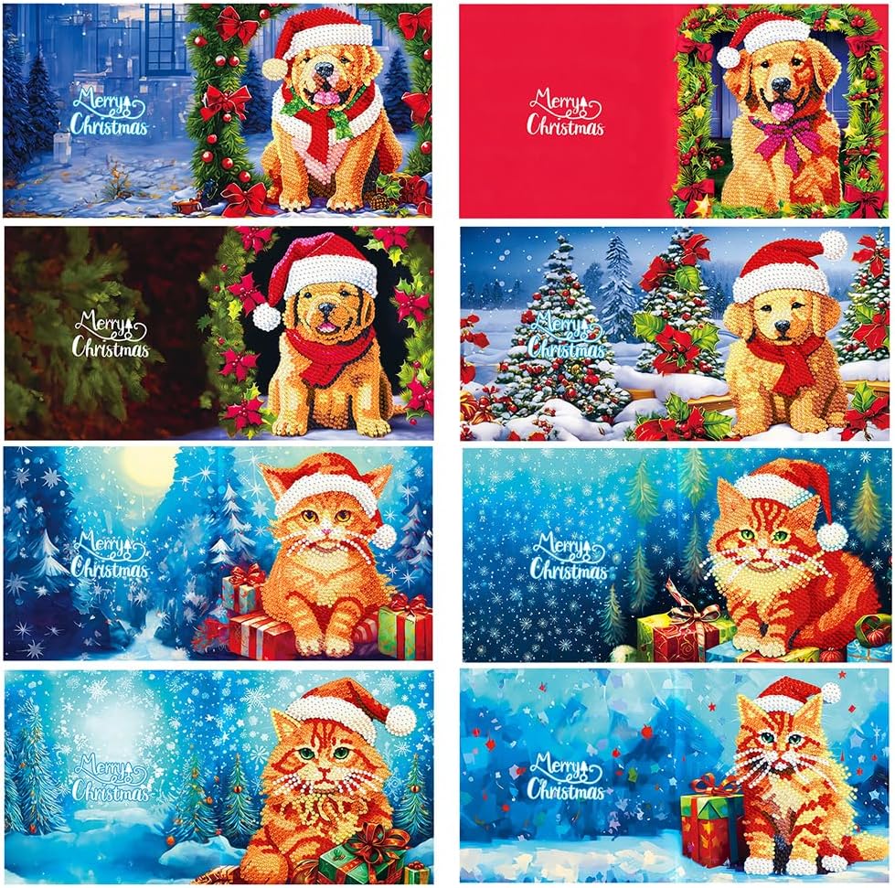 AZURAOKEY 812PCS Tarjeta de taladro de pintura de diamante de Navidad Tarjeta de felicitación Dibujo de diamante Tarjeta de vacaciones Tarjeta de