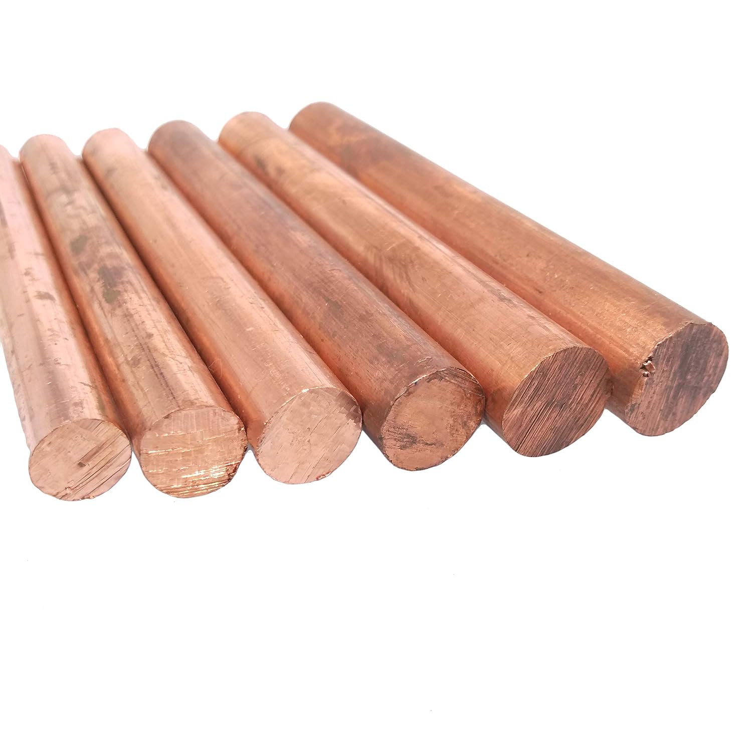 Yodaoke 6pcs 0.394 in-0.591 in Dia. 3.937 in Largo 99.9% Cobre Puro T2 Cu Metal Varillas Cilindro Surtido Kit