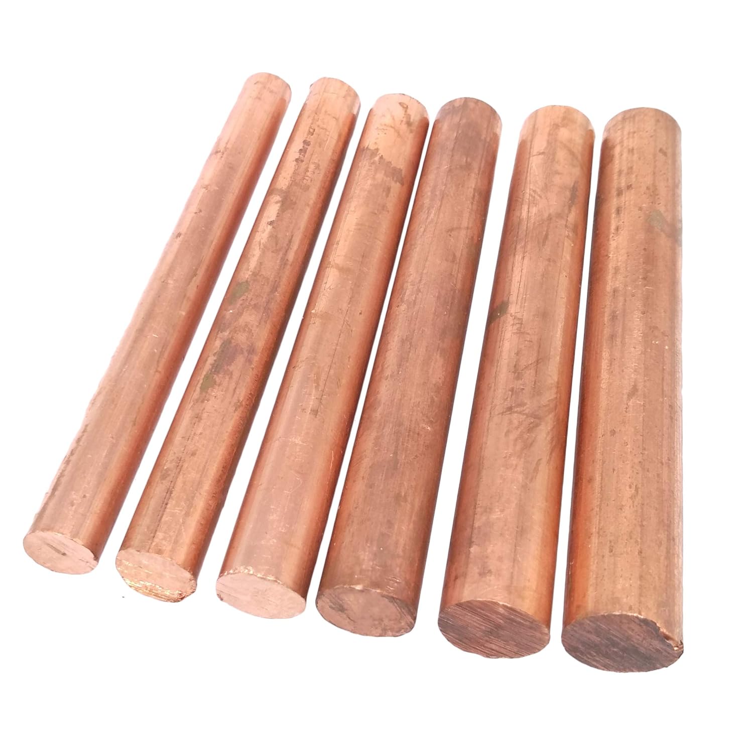 Yodaoke 6pcs 0.394 in-0.591 in Dia. 3.937 in Largo 99.9% Cobre Puro T2 Cu Metal Varillas Cilindro Surtido Kit