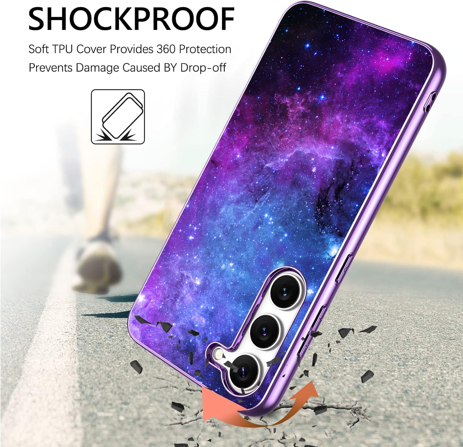 GUAGUA Funda compatible con Samsung Galaxy S23 de 6.1 pulgadas, que brilla en la oscuridad, nebulosa espacial, luminosa, delgada, a prueba de
