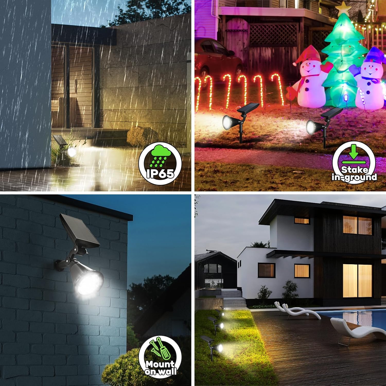 Foco solar, 7 luces solares LED mejoradas para exteriores, impermeable, IP65, luces solares para exteriores de encendidoapagado automático para