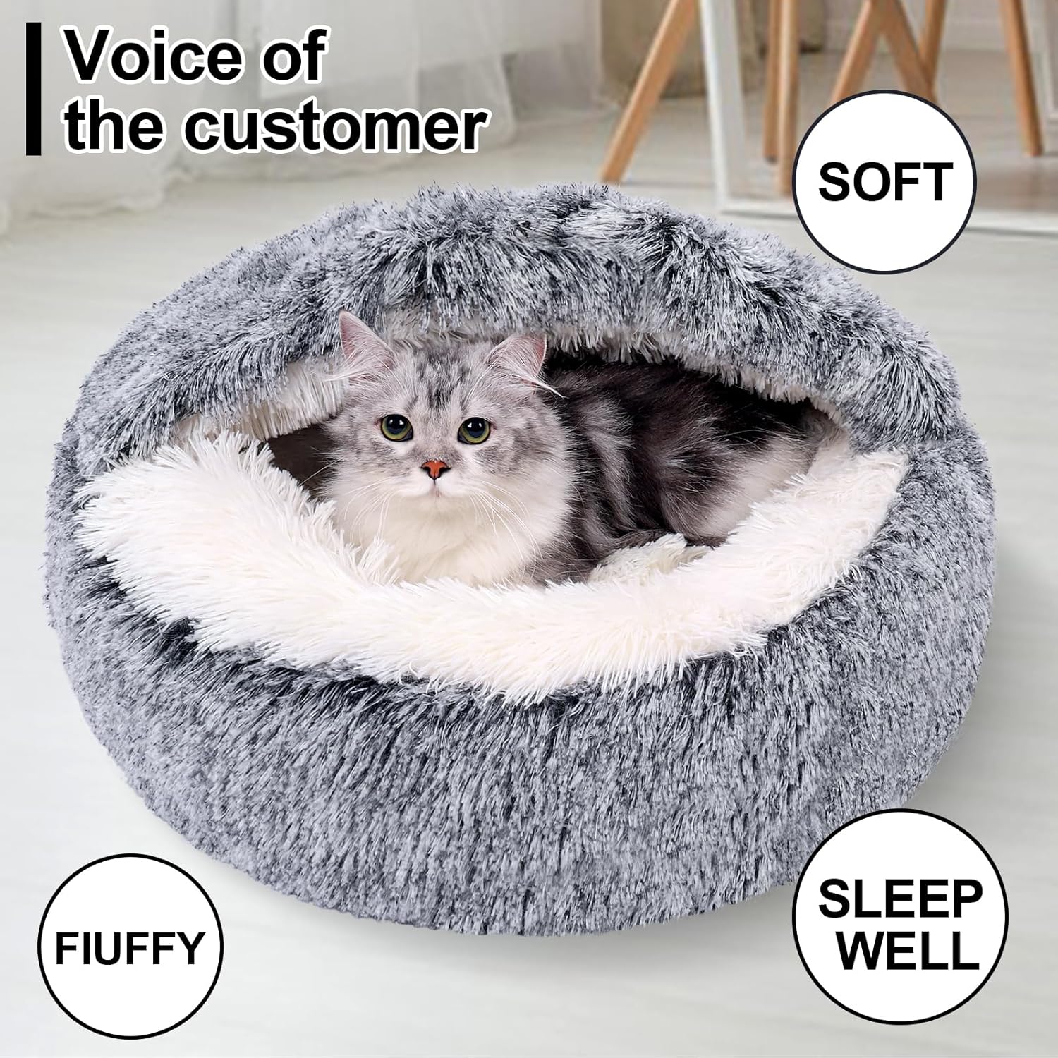 Camas relajantes para perros y cama cueva para gatos con funda con capucha, camas redondas lavables extraíbles para mascotas pequeñas y medianas,