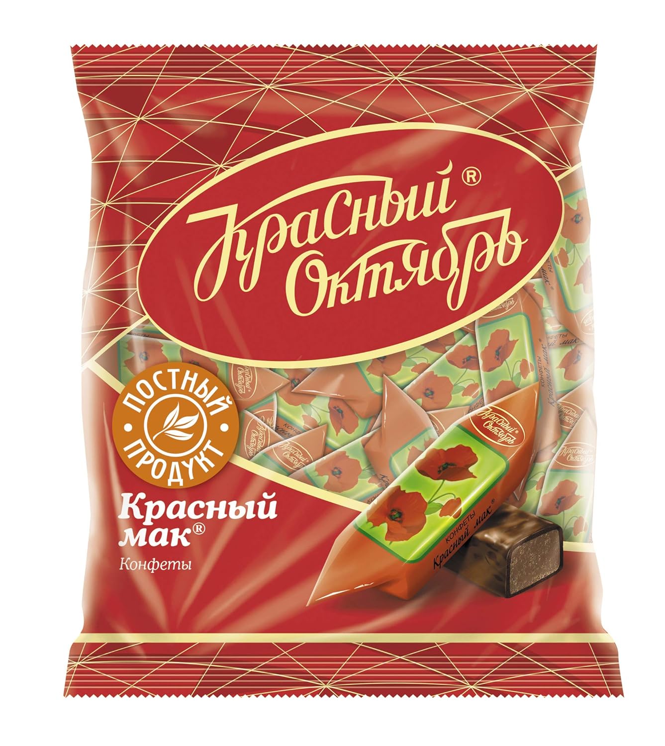 Red Poppy (Krasnyi Mak) Barras gourmet de caramelo de chocolate 8.8oz250g Dulces rusos importados UNICONF Krasnyi Oktyabr