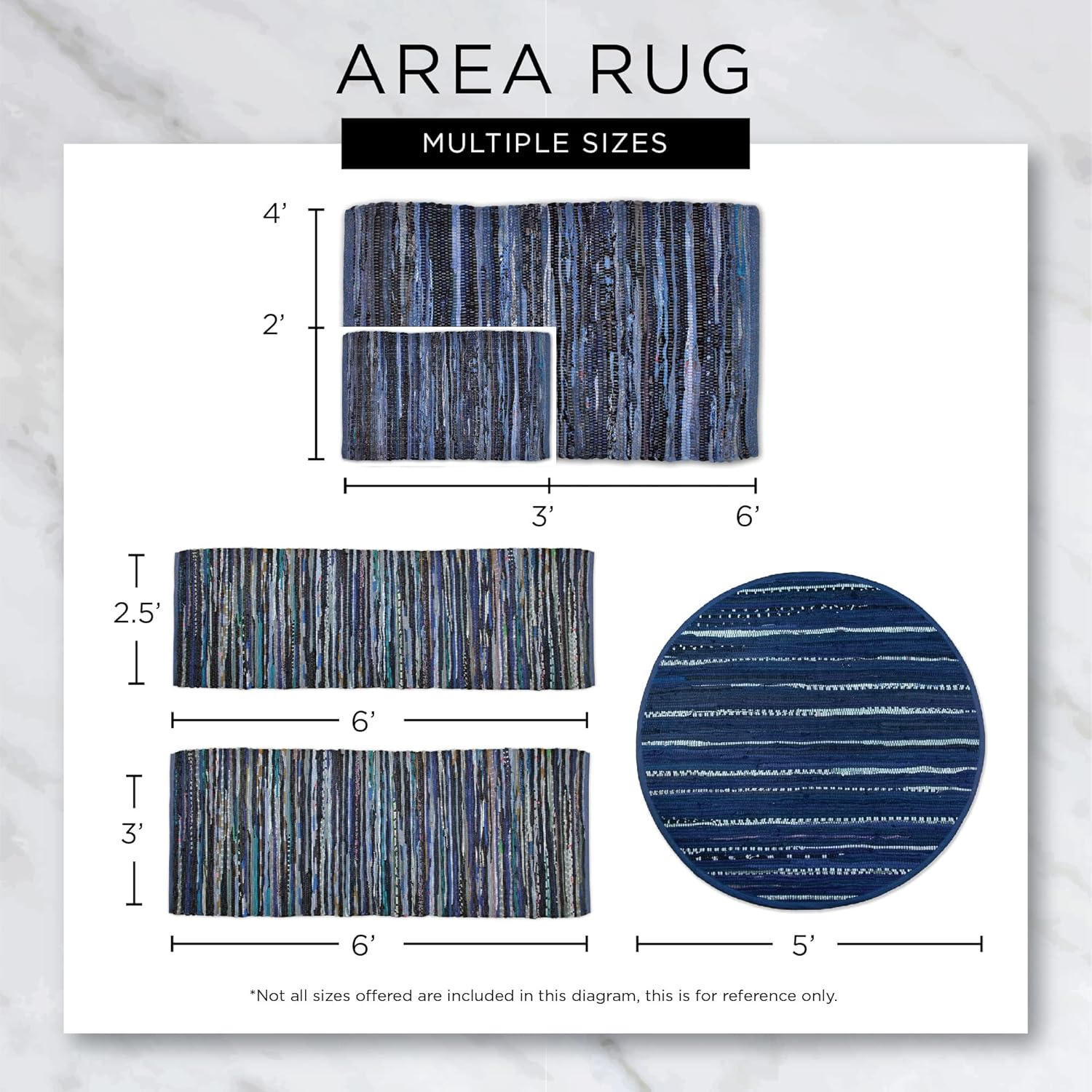 DII Woven Rug Collection – Alfombra trenzada de yute, 3 pies, redonda, color negro y blanco