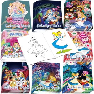 Juego de 24 libros para colorear de Alicia en el país de las maravillas a granel para niñas y niños, mini libro de dibujo de bricolaje para Alicia Juego de 24 libros para colorear de Alicia en el país de las maravillas a granel para niñas y niños, mini libro de dibujo de bricolaje para Alicia
