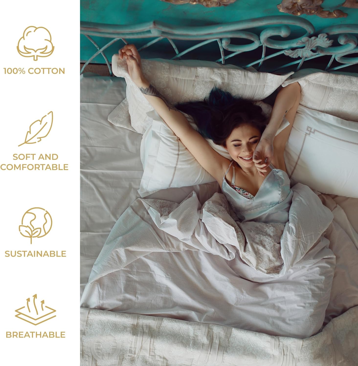 Linens – Juego de sábanas de percal de 3 piezas, tamaño individual XL, blanco, sábanas 100% algodón con bolsillo profundo elástico, juego de ropa de