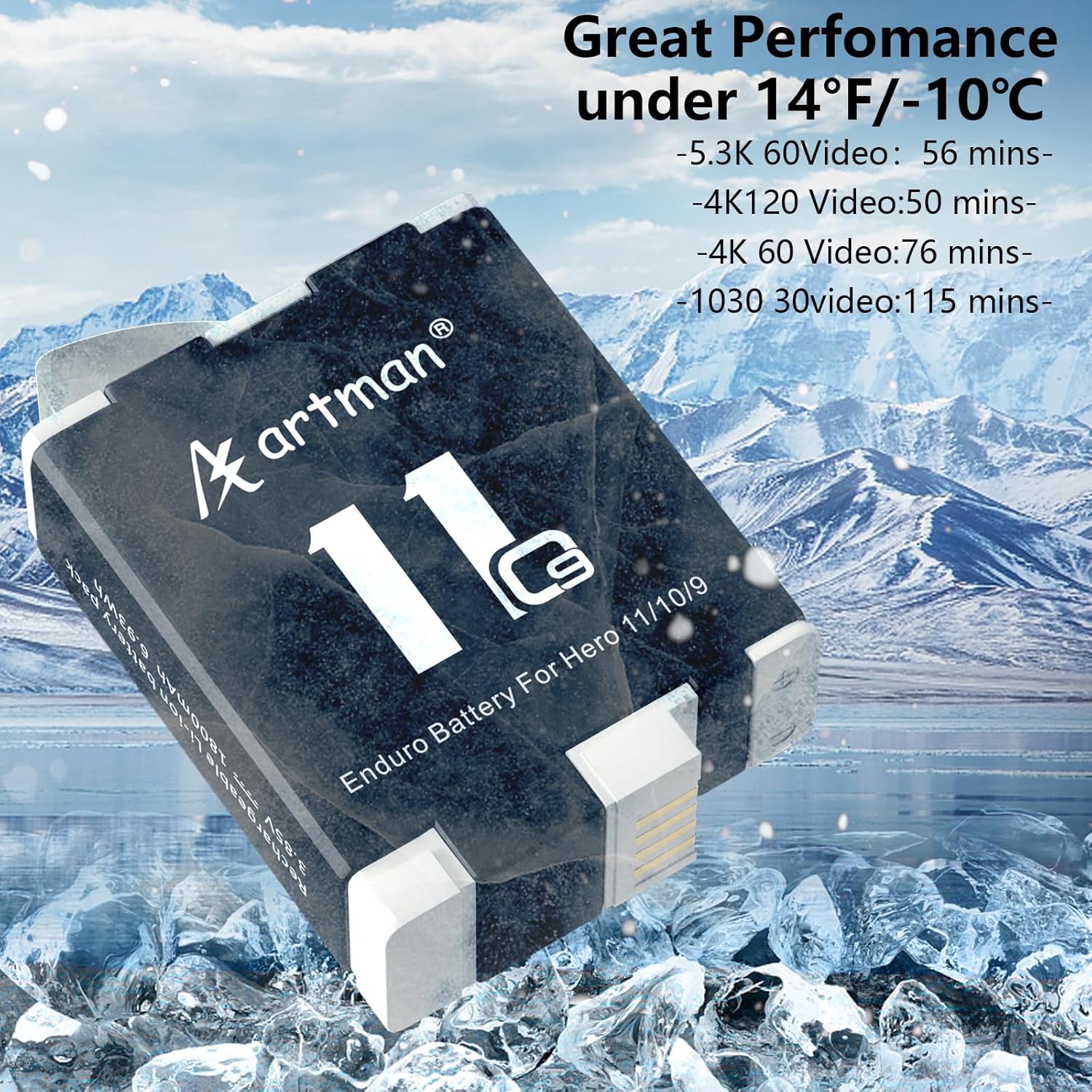 Artman Hero 12 – Batería de 3 unidades de 1800 mAh y cargador de 3 canales compatible con cámara GoPro Enduro Hero 12 BlackHero 11 BlackHero 10