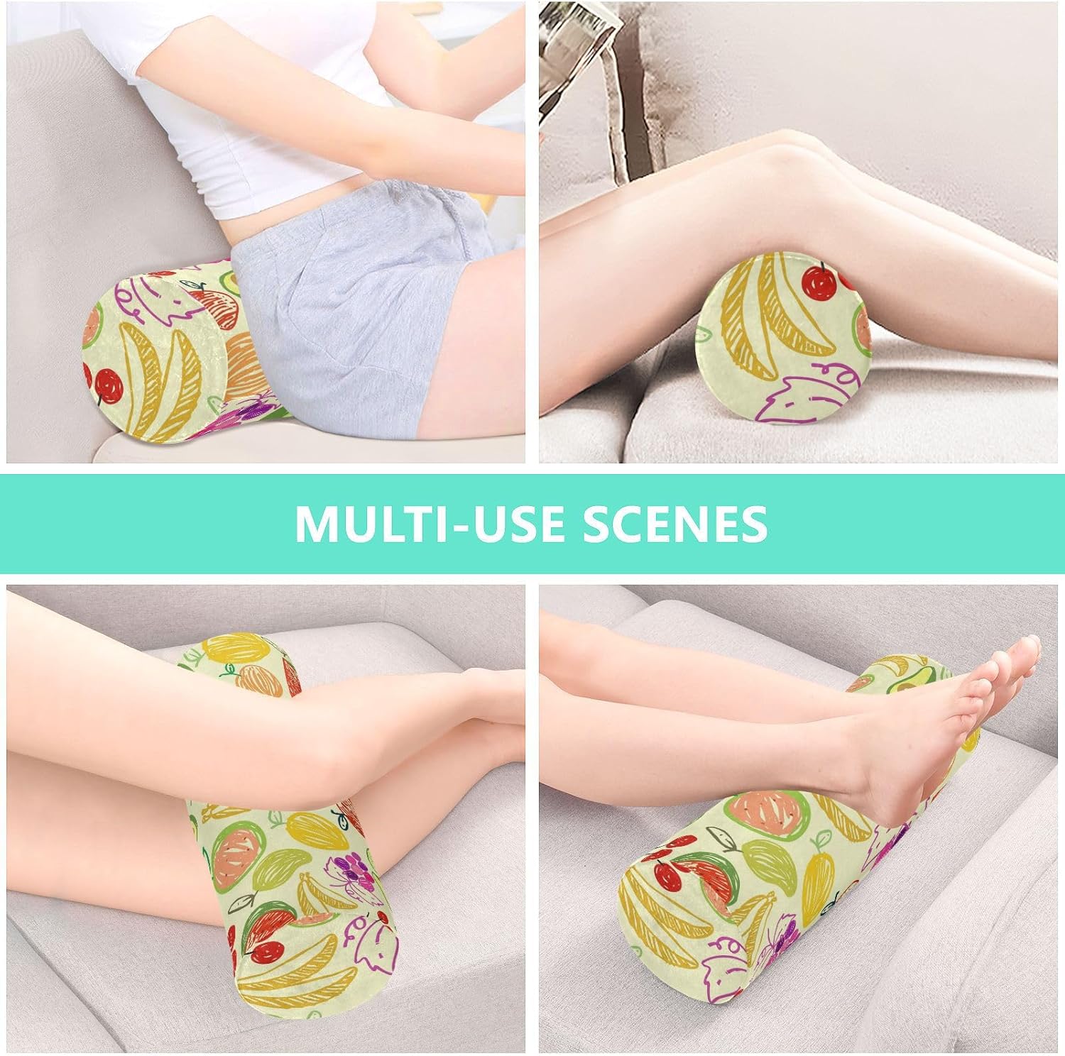 KLL Almohada de almohada sin costuras para el cuello, almohadas redondas, almohadas cilíndricas, funda decorativa, almohada de apoyo lumbar