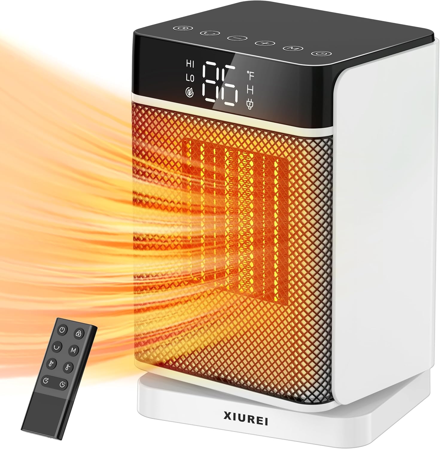 Calentador de espacio para uso en interiores, calor rápido de cerámica PTC de 1500 W, calentador portátil con termostato, modo ECO, oscilación de